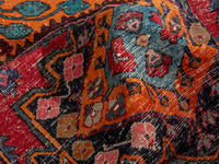 Persian Hamadan accent rug in deep red and burnt orange, view 7 of 19