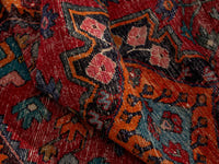 Persian Hamadan accent rug in deep red and burnt orange, view 8 of 19