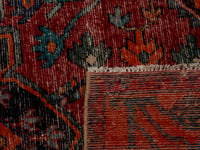 Persian Hamadan accent rug in deep red and burnt orange, view 9 of 19
