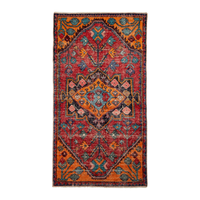 Persian Hamadan accent rug in deep red and burnt orange, 3'5" x 6'3"