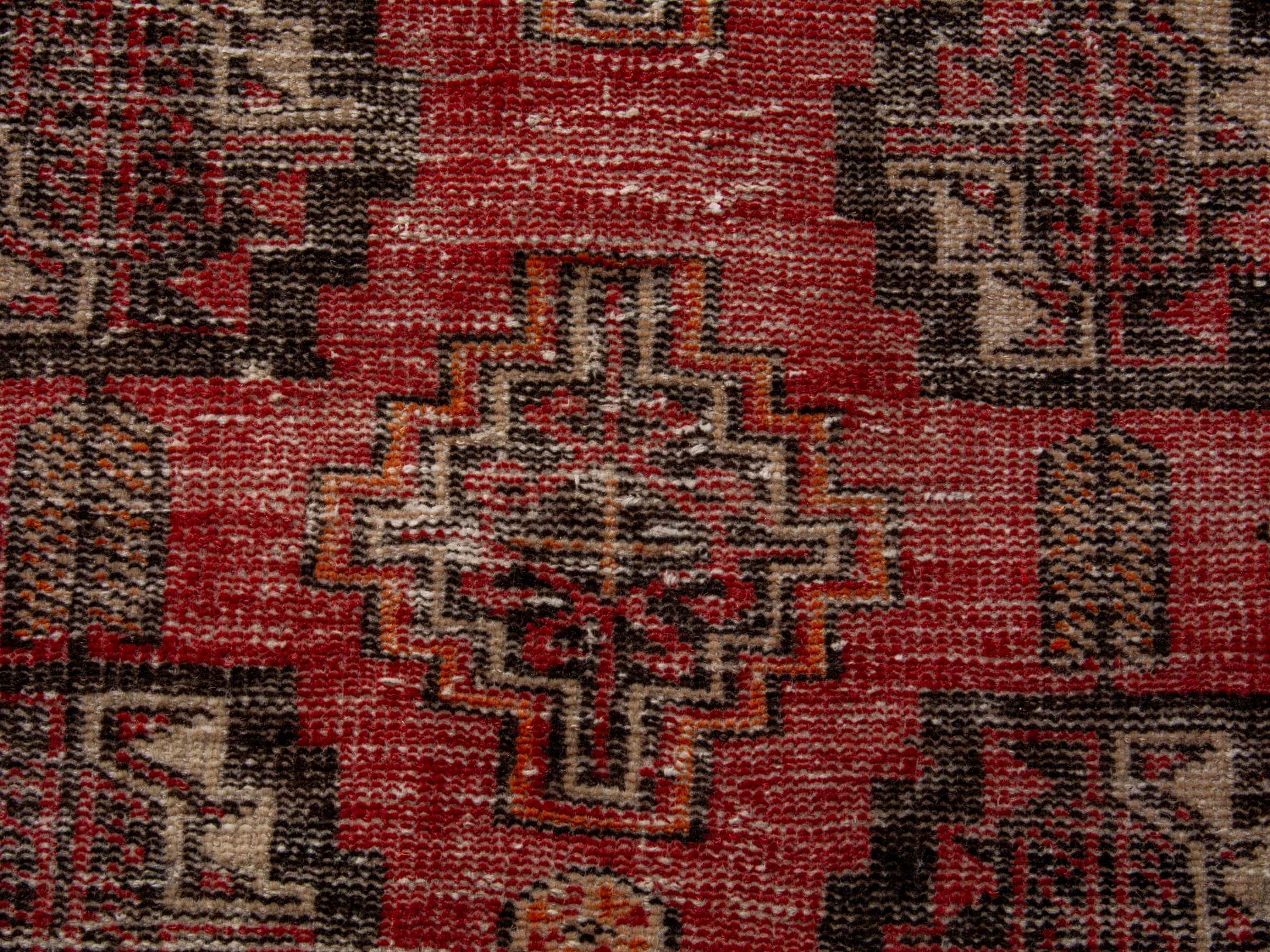 Persian Torkaman accent rug in faded red and rust, view 12 of 17