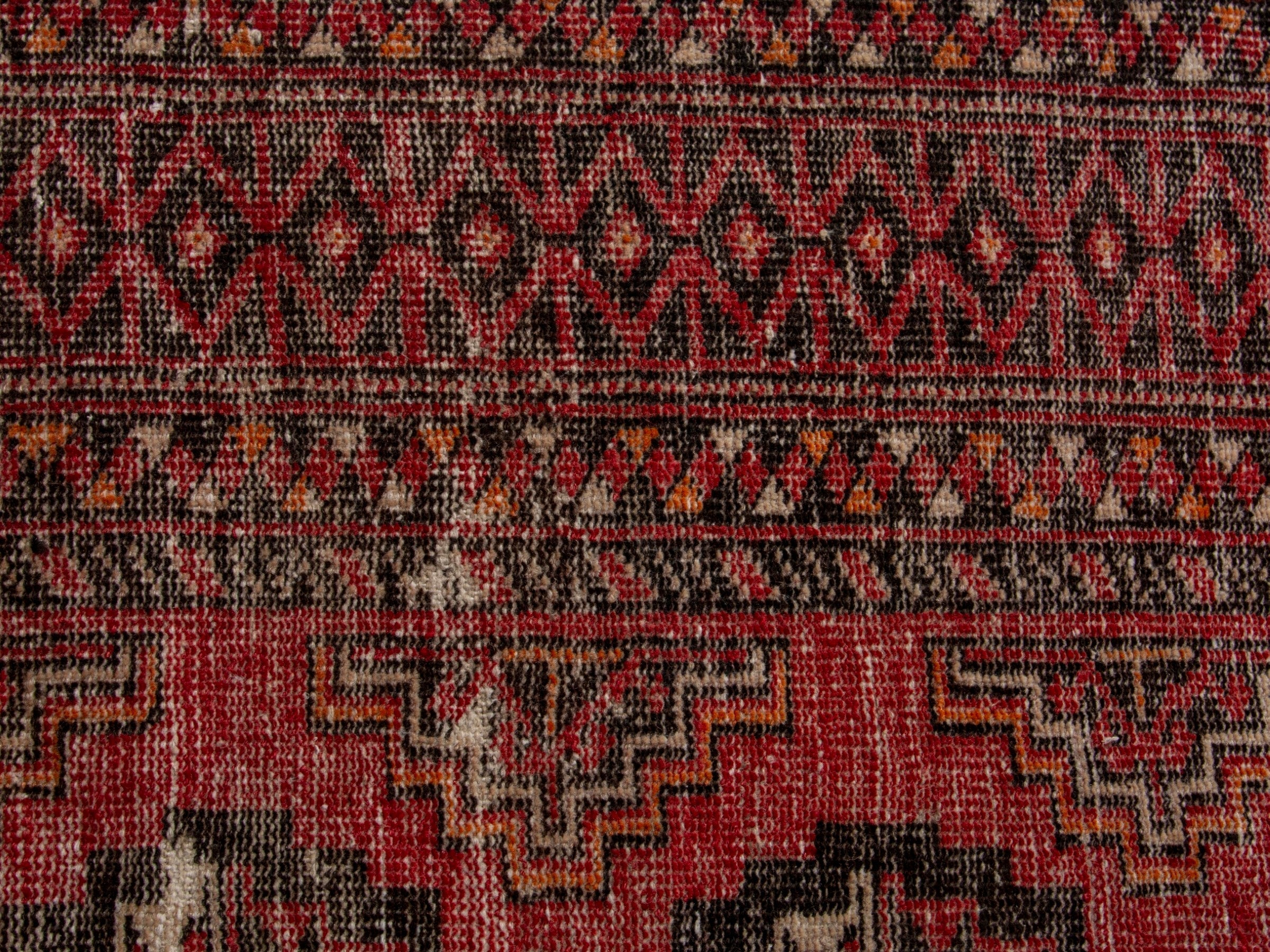 Persian Torkaman accent rug in faded red and rust, view 13 of 17