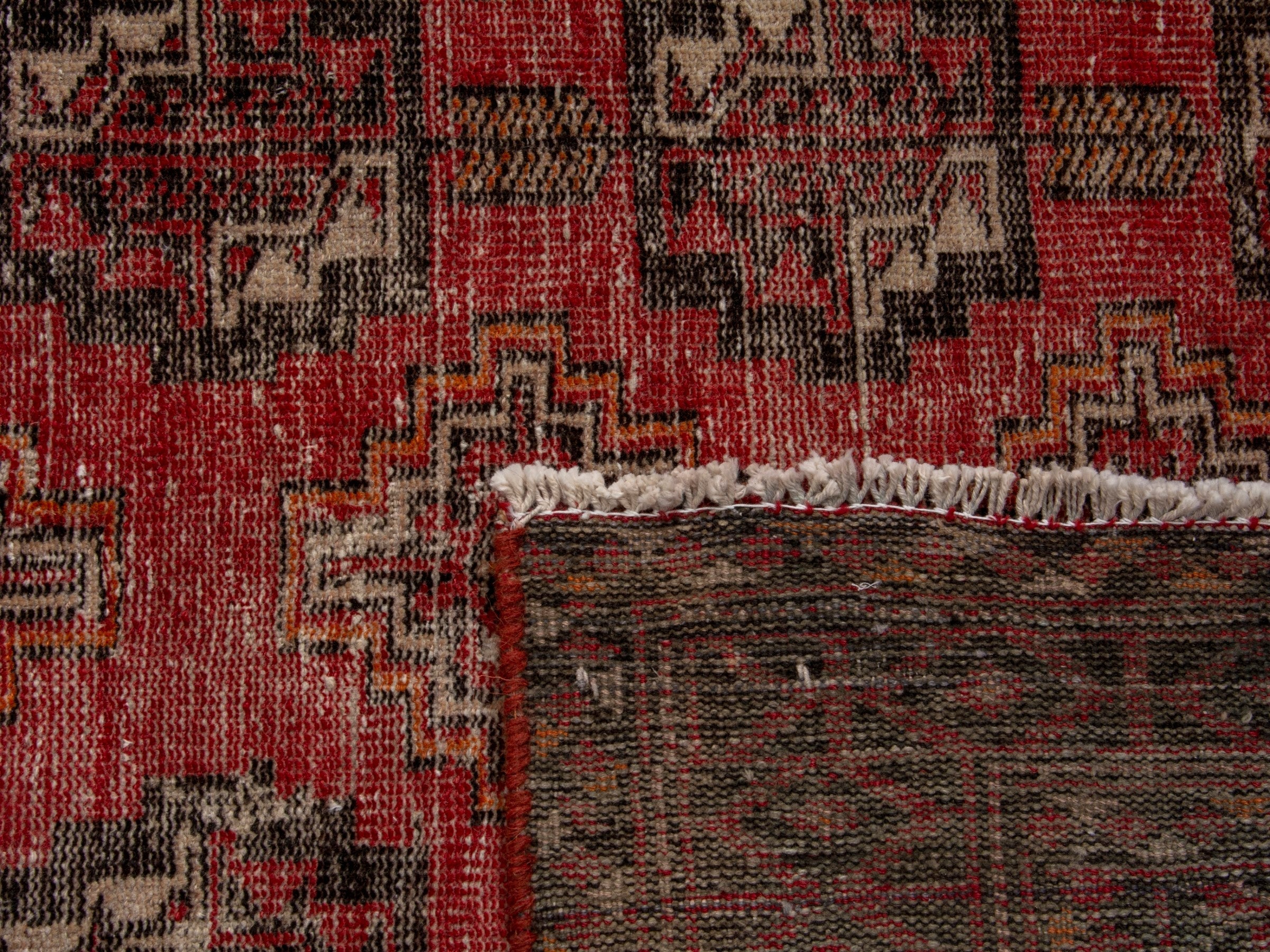 Persian Torkaman accent rug in faded red and rust, view 17 of 17