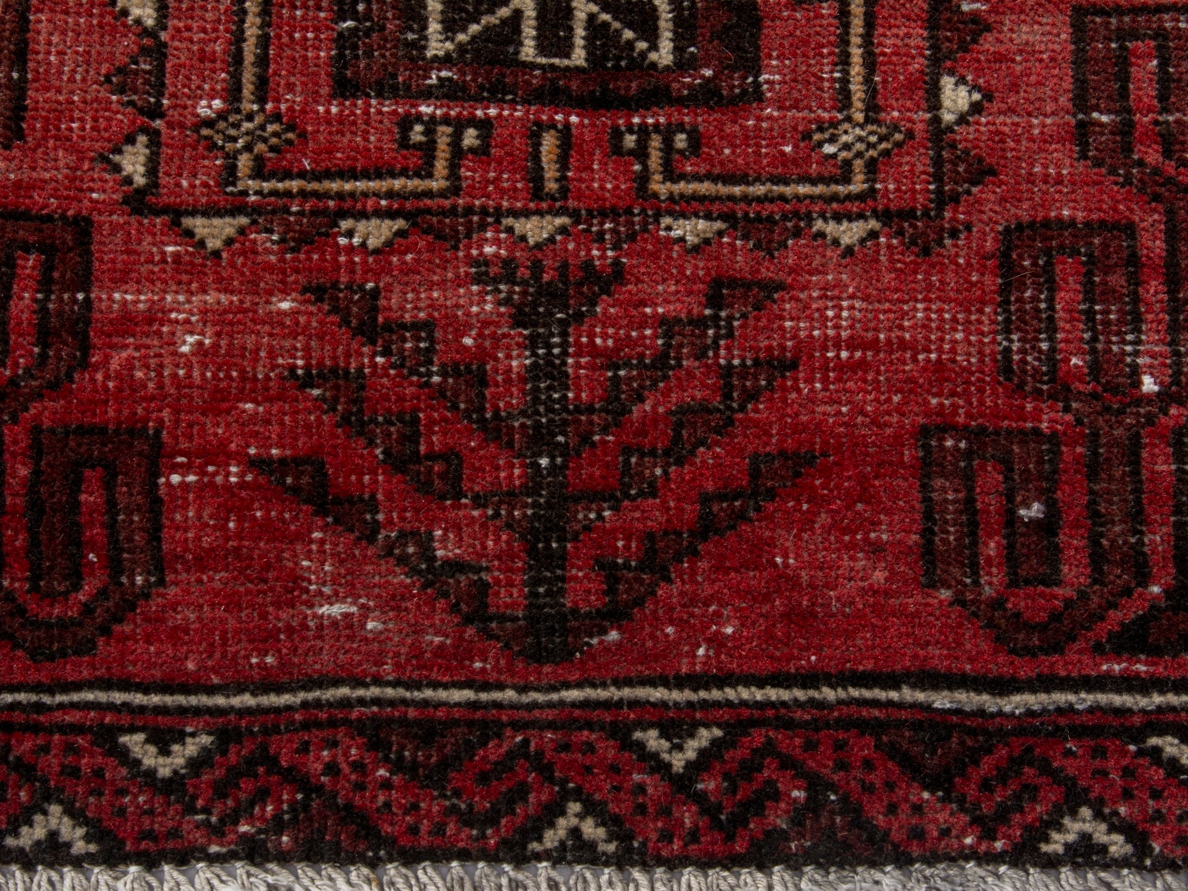 Persian Baluch runner rug in faded red and navy, view 11 of 18