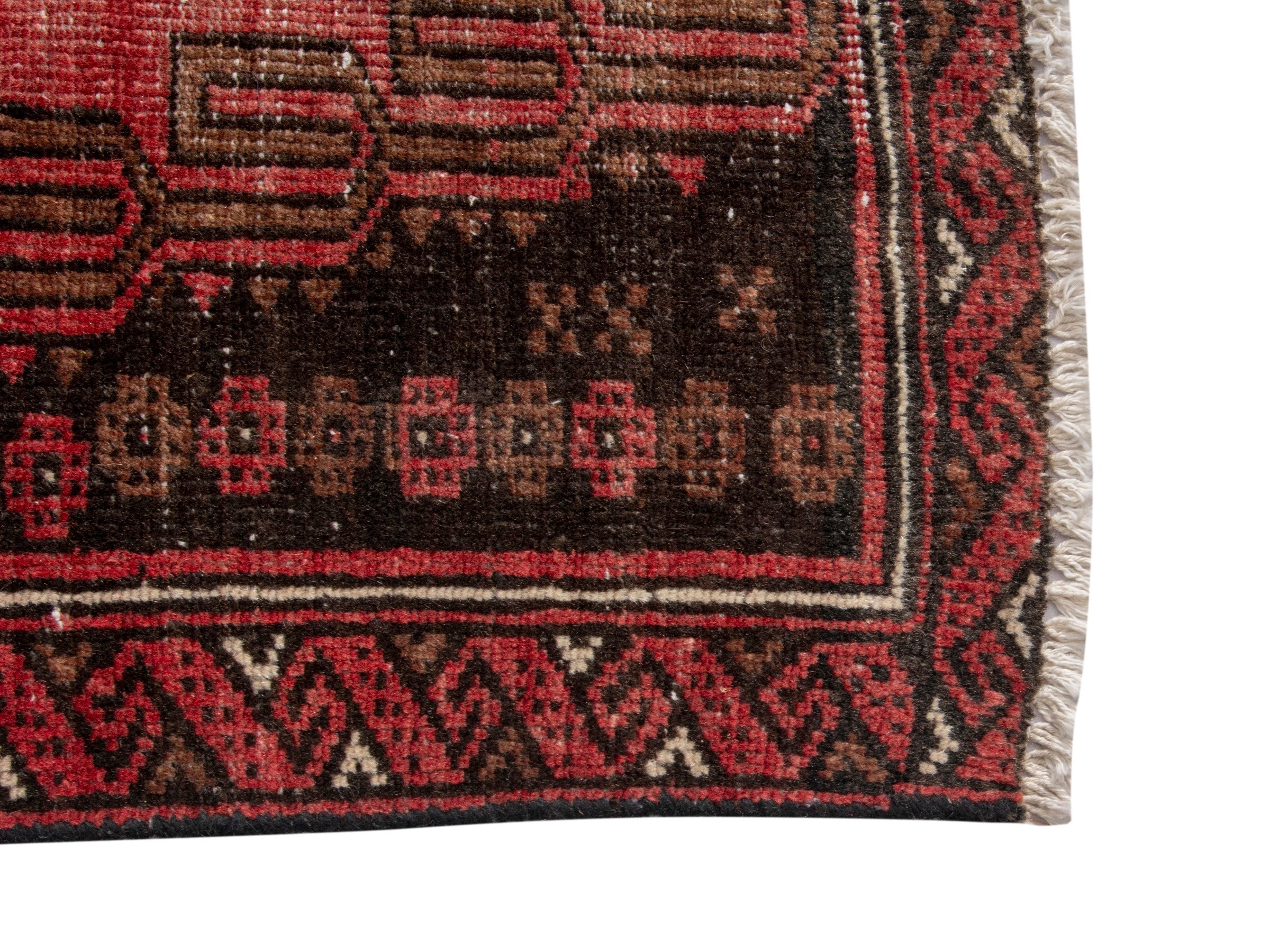Persian Baluch runner rug in faded red and navy, view 10 of 18