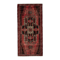 Persian Baluch runner rug in faded red and navy, 2'11" x 6'1"