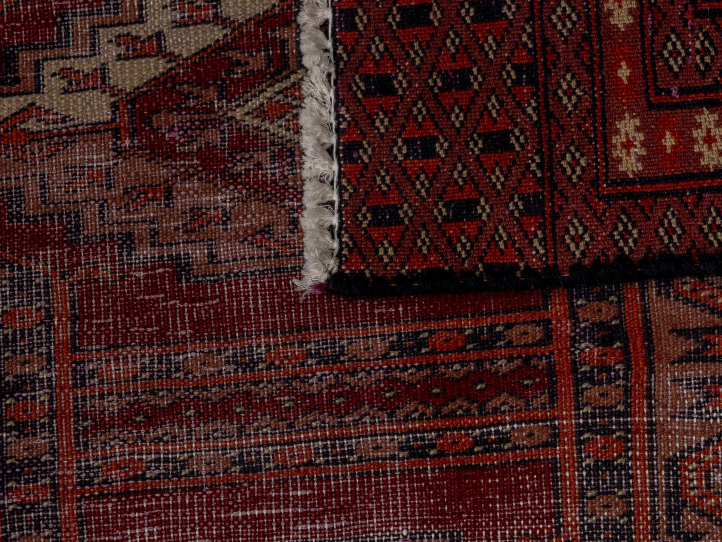 Persian Torkaman accent rug in burgundy and rust, view 18 of 18