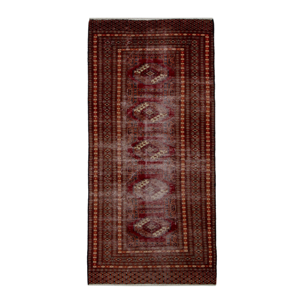 Persian Torkaman accent rug in burgundy and rust, 2'11" x 5'5"