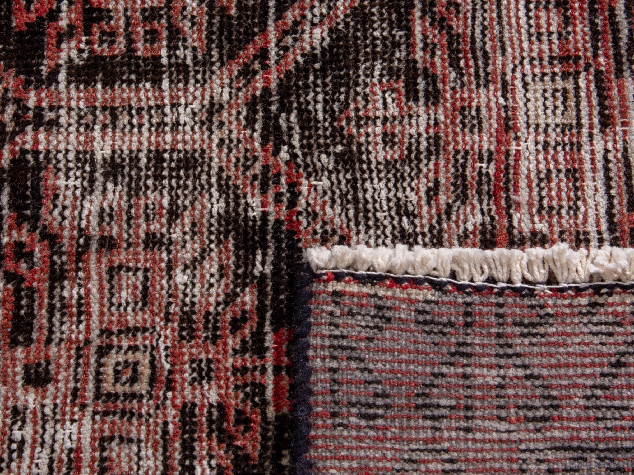 Persian Baluch accent rug in charcoal and burgundy, view 18 of 18