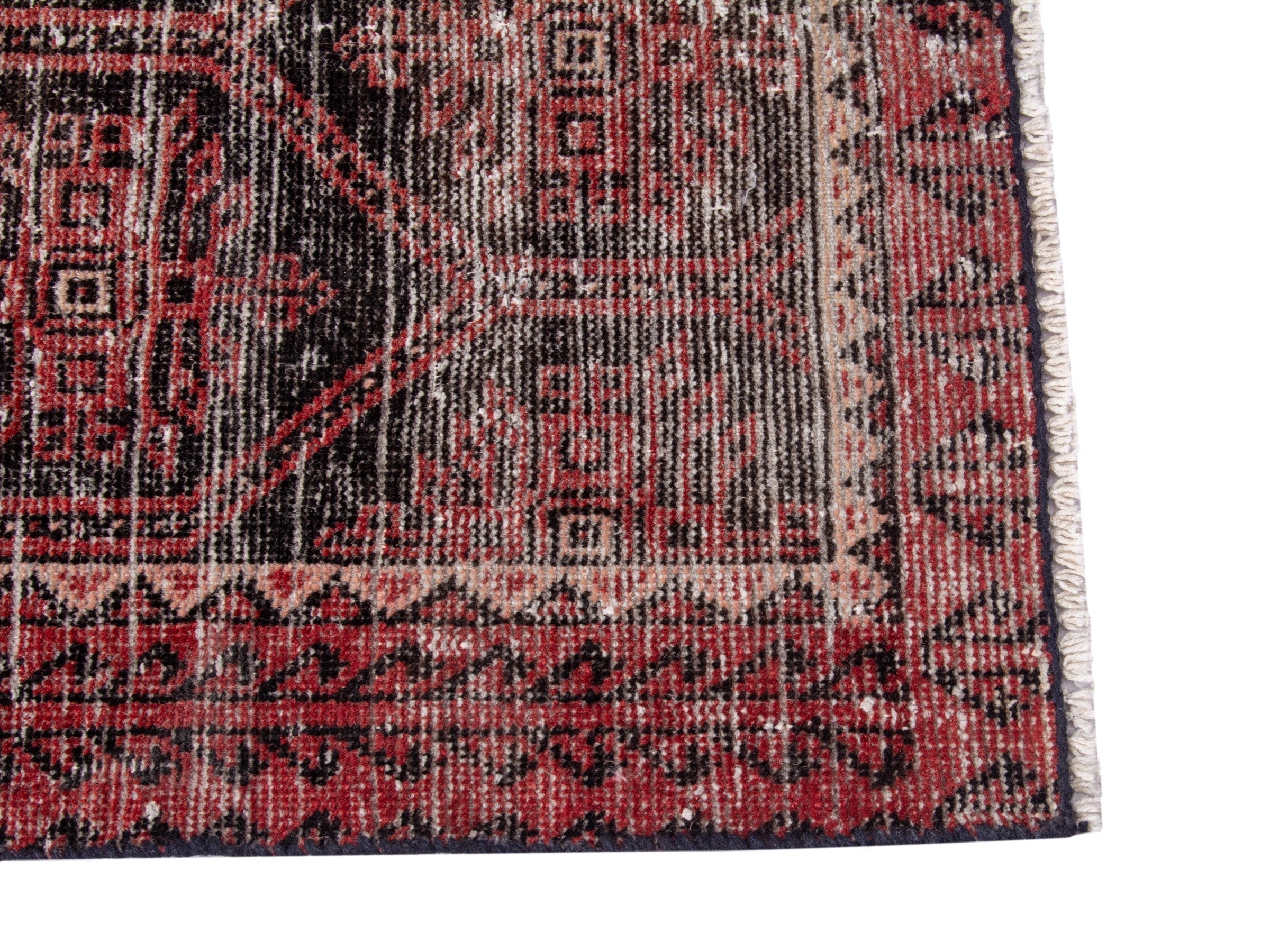 Persian Baluch accent rug in charcoal and burgundy, view 10 of 18
