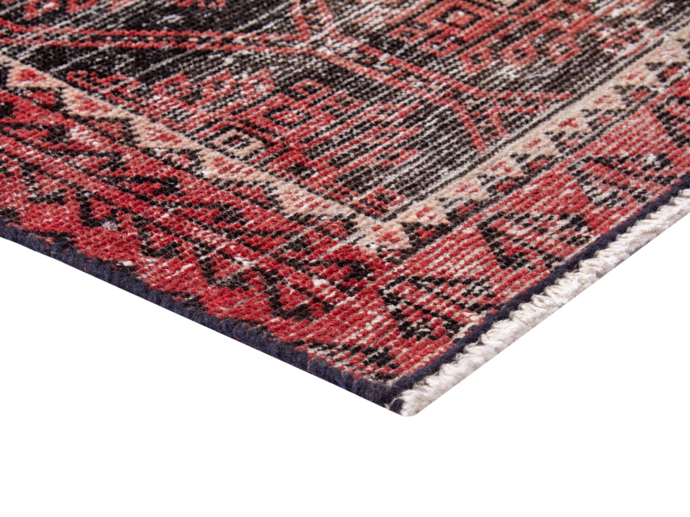 Persian Baluch accent rug in charcoal and burgundy, view 5 of 18