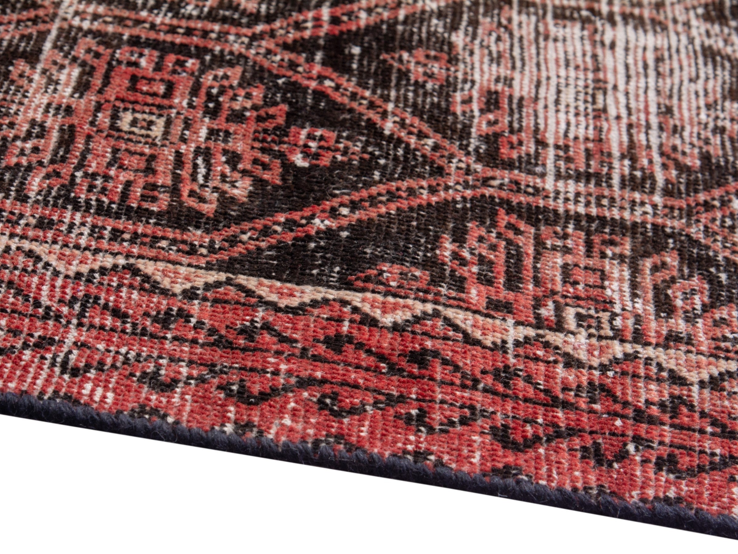 Persian Baluch accent rug in charcoal and burgundy, view 6 of 18