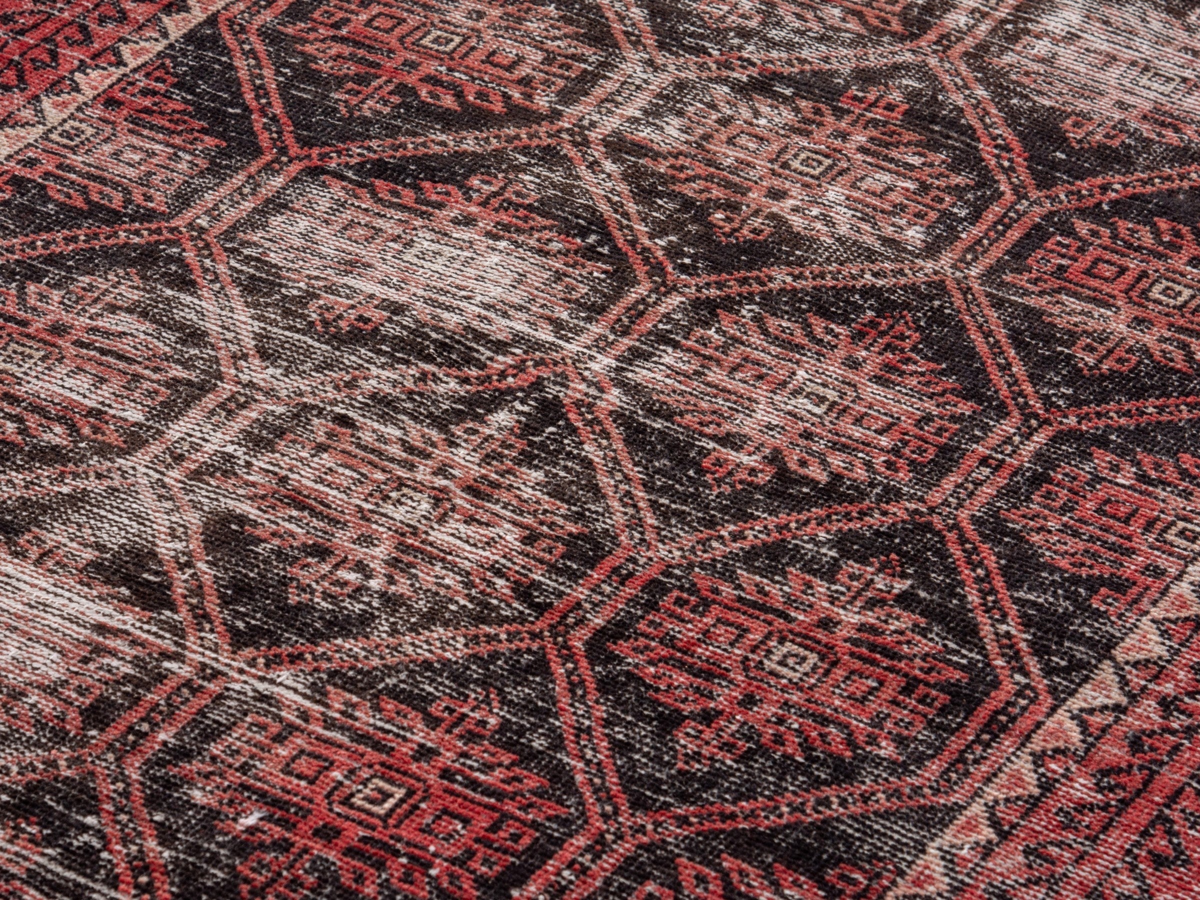 Persian Baluch accent rug in charcoal and burgundy, view 7 of 18
