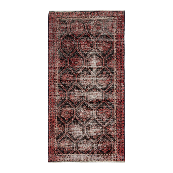 Persian Baluch accent rug in charcoal and burgundy, 3' x 5'9"