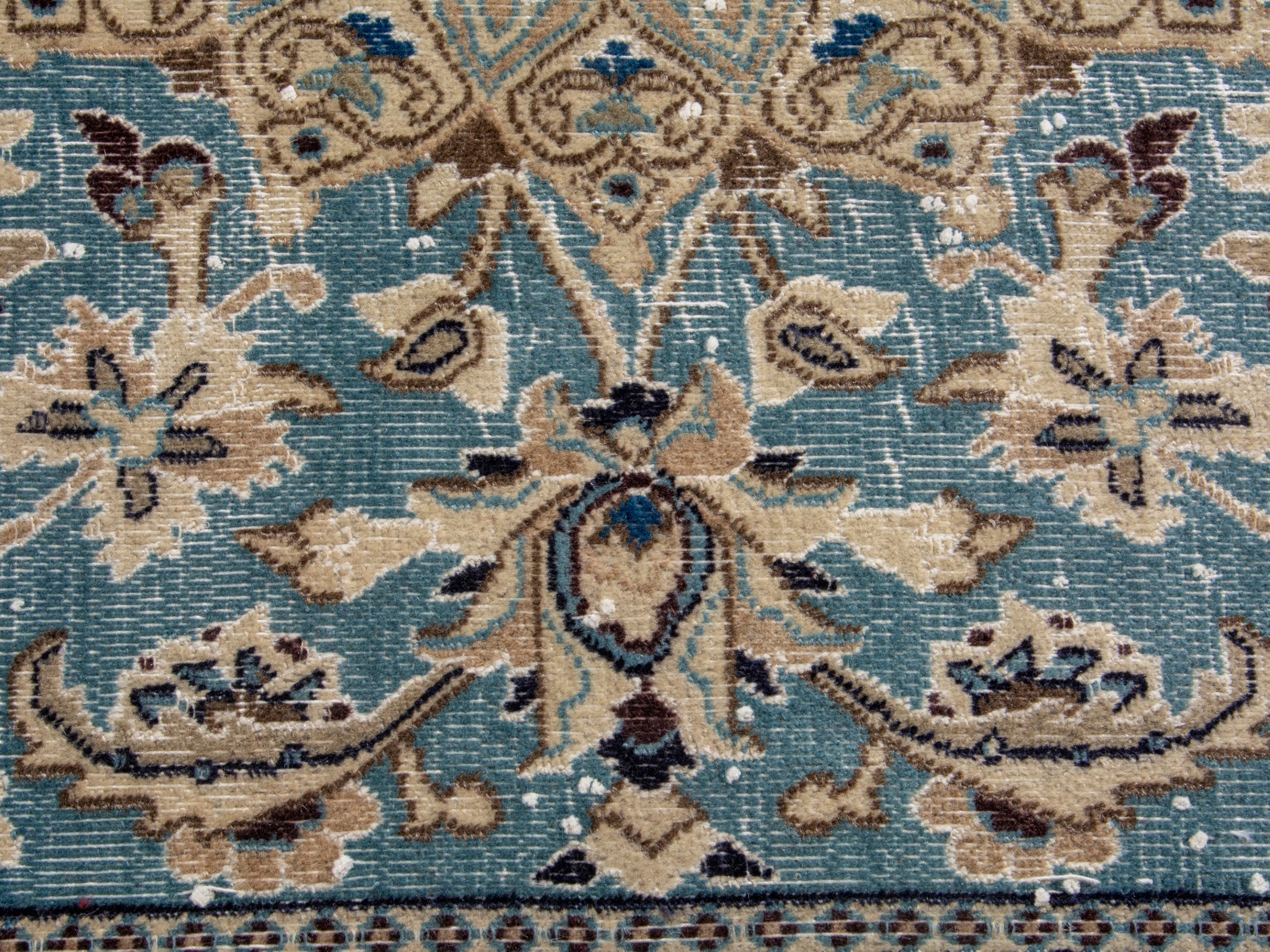 Persian Nain area rug in dusty blue and cream, view 11 of 18