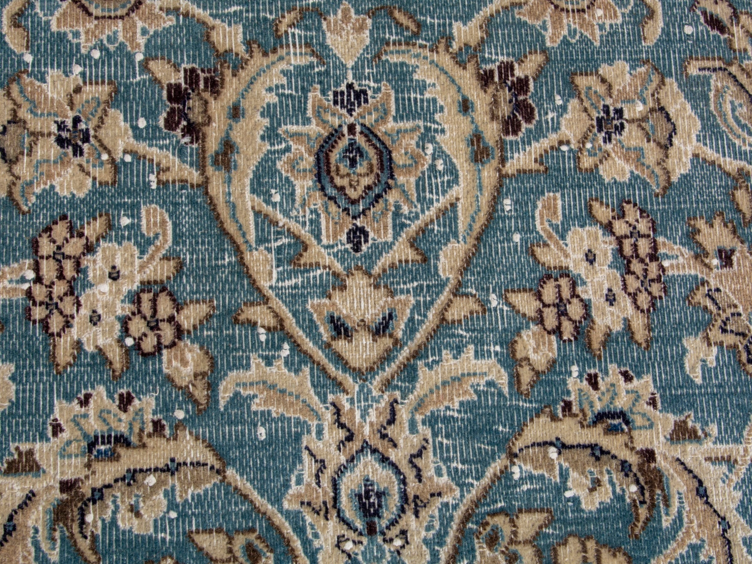 Persian Nain area rug in dusty blue and cream, view 12 of 18