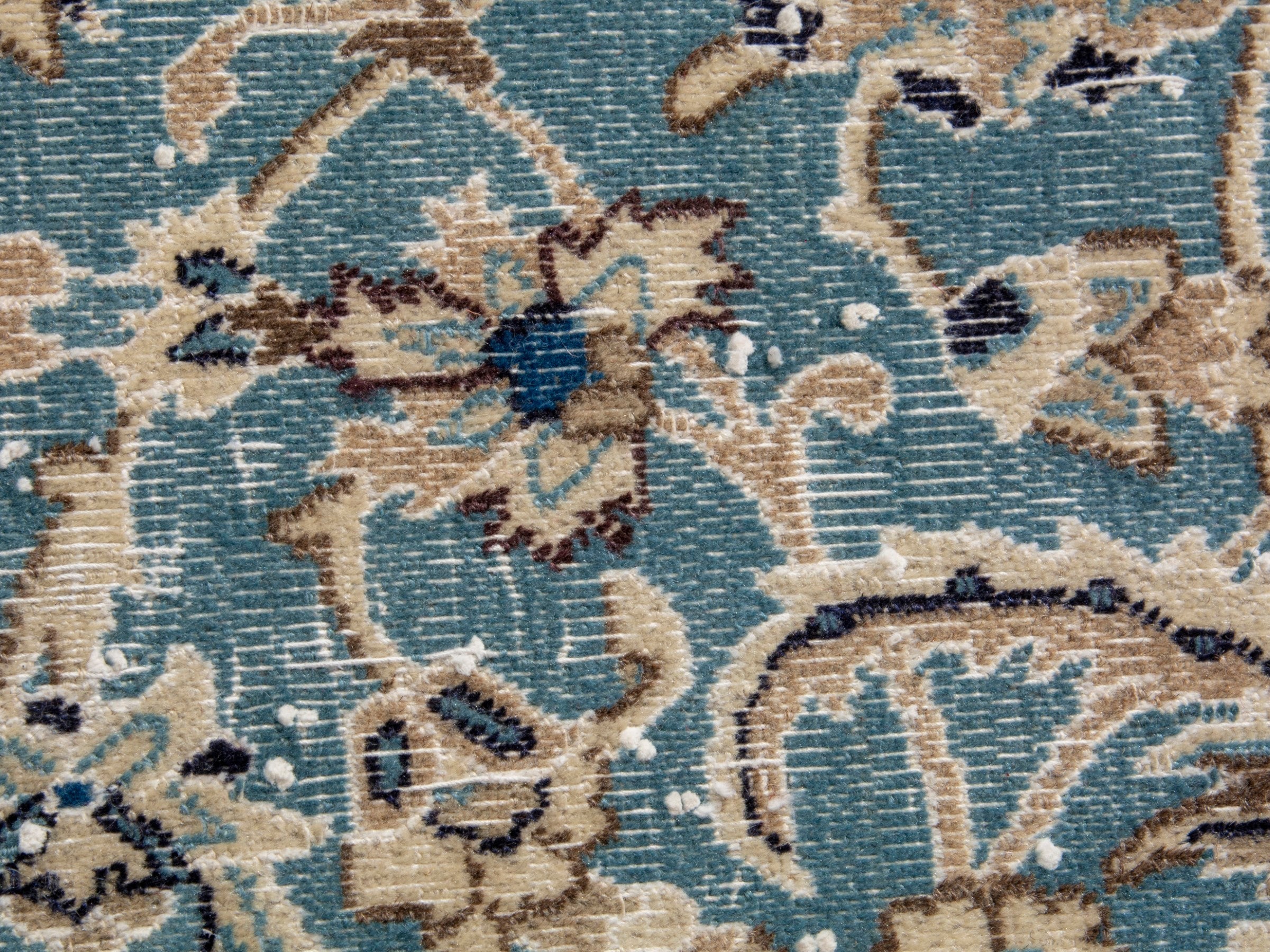 Persian Nain area rug in dusty blue and cream, view 13 of 18