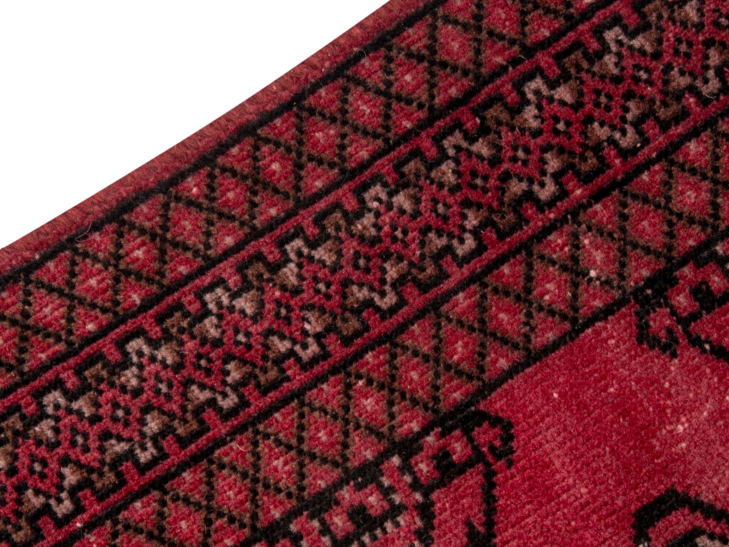 Persian Torkaman accent rug in deep red and dark brown, view 9 of 17