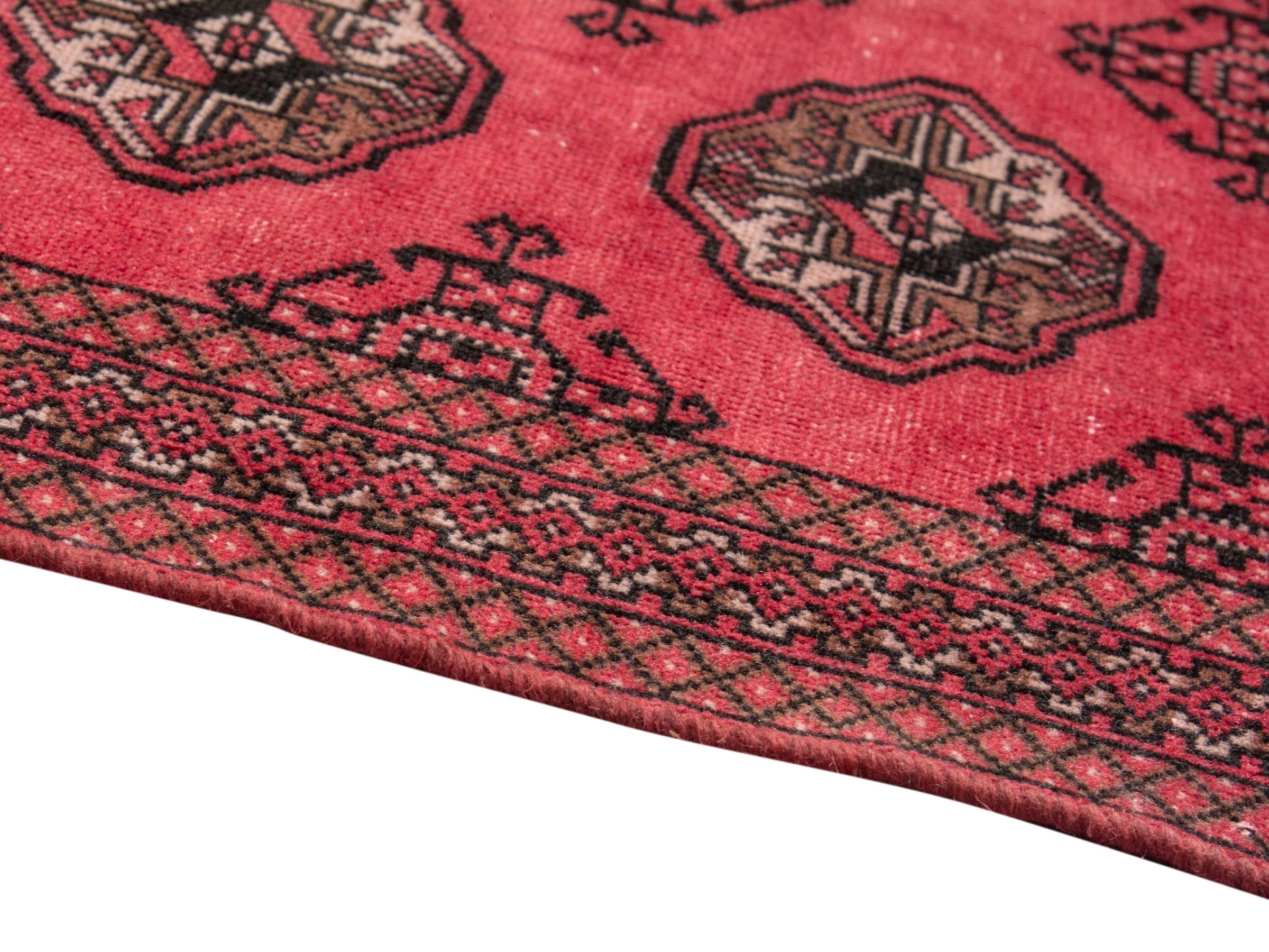Persian Torkaman accent rug in deep red and dark brown, view 6 of 17
