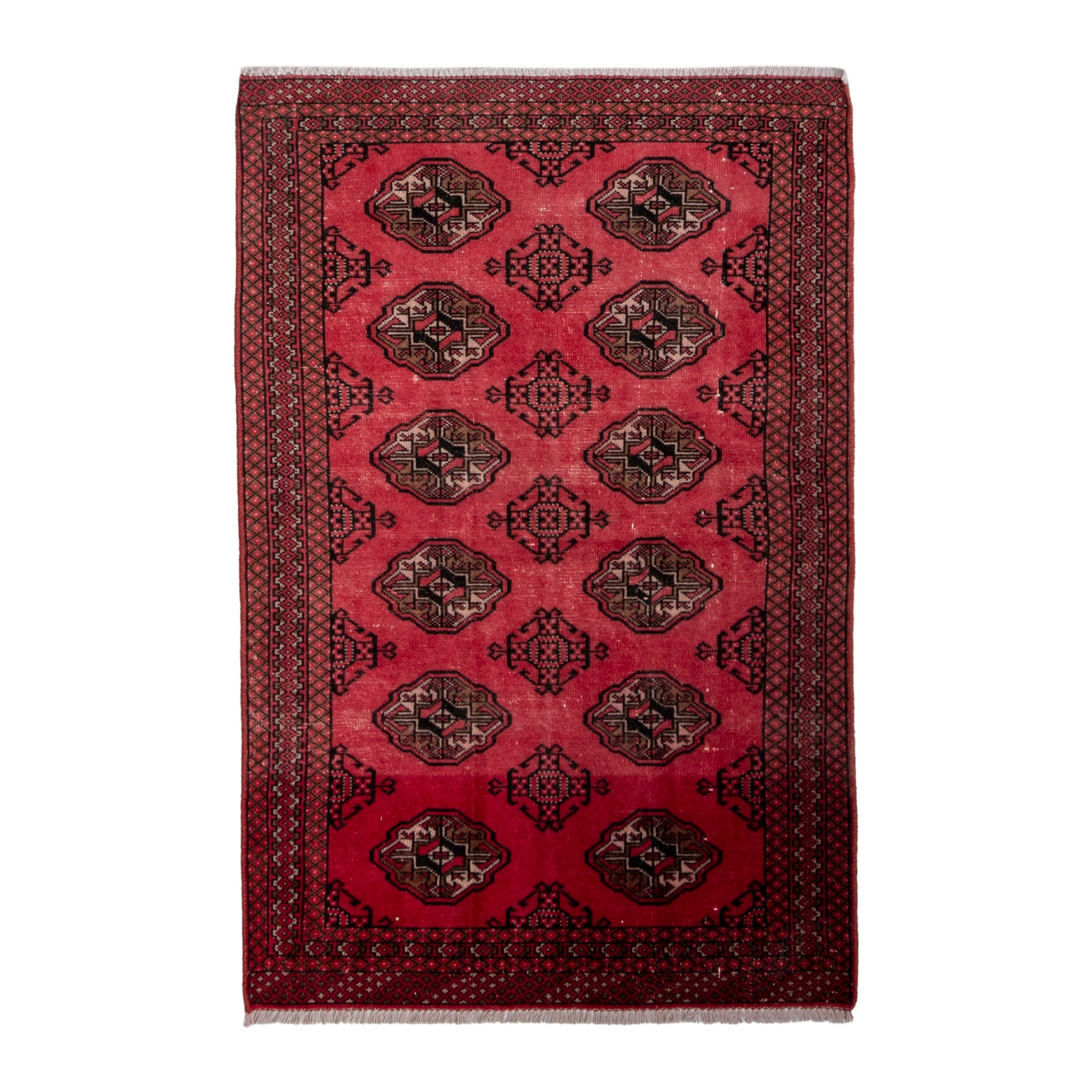 Persian Torkaman accent rug in deep red and dark brown, 3'4" x 4'8"