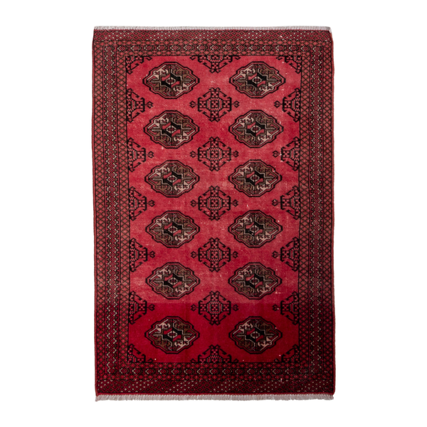 Persian Torkaman accent rug in deep red and dark brown, 3'4" x 4'8"