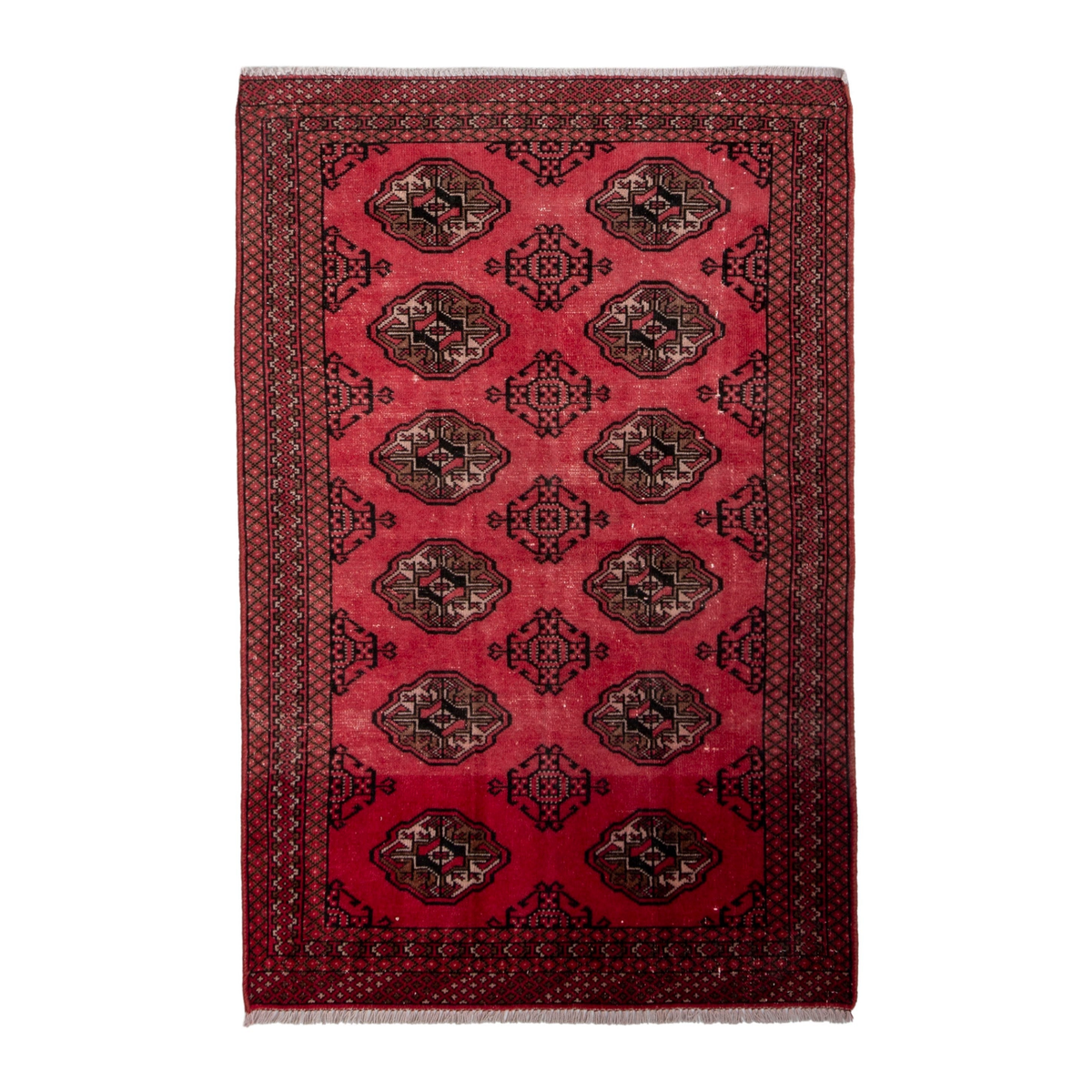 Persian Torkaman accent rug in deep red and dark brown, 3'4" x 4'8"
