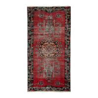 Persian Ferdos runner rug in deep red and burgundy, 3'7" x 7'3"