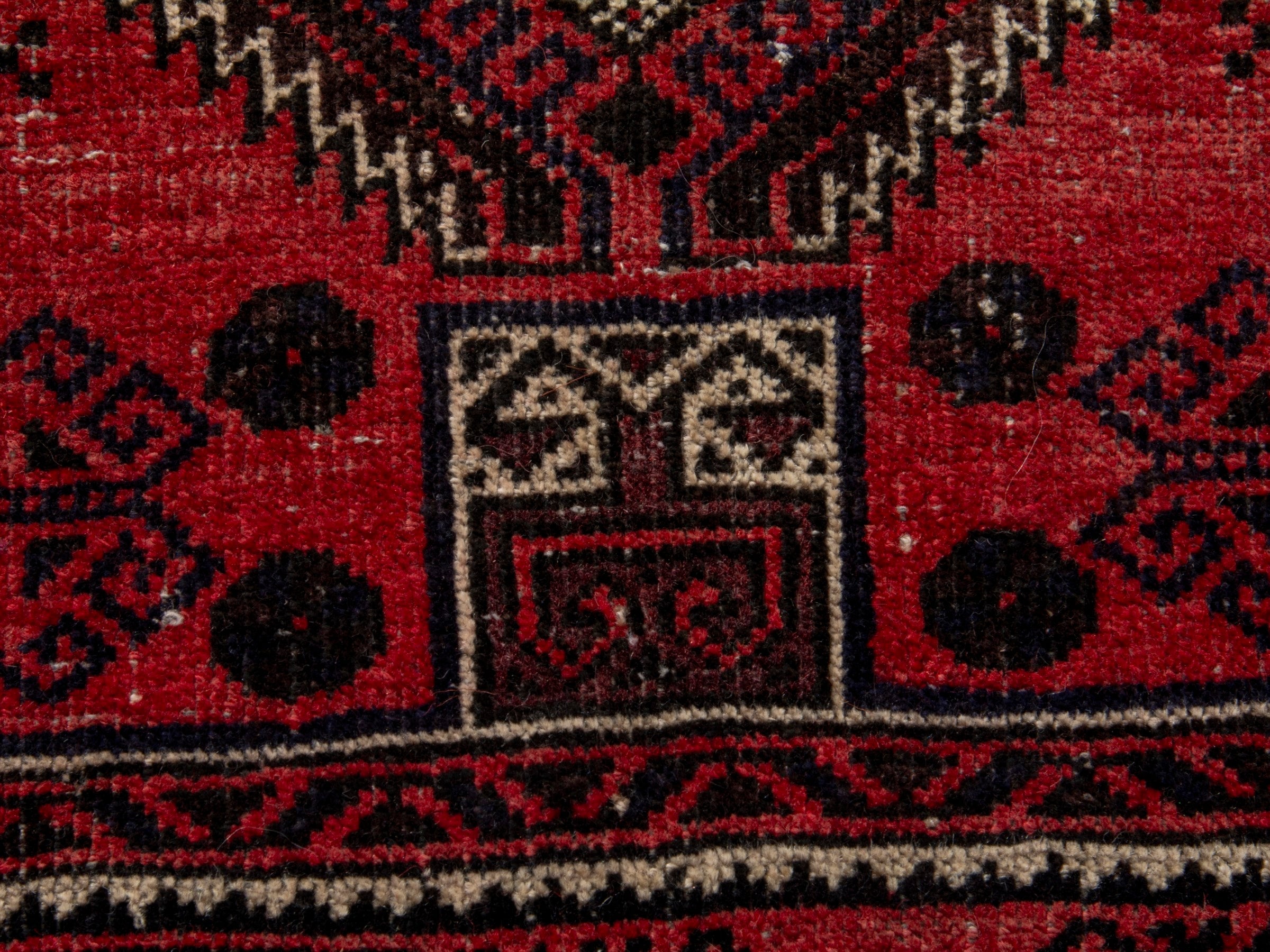 Persian Baluch runner rug in deep red and burgundy, view 11 of 17