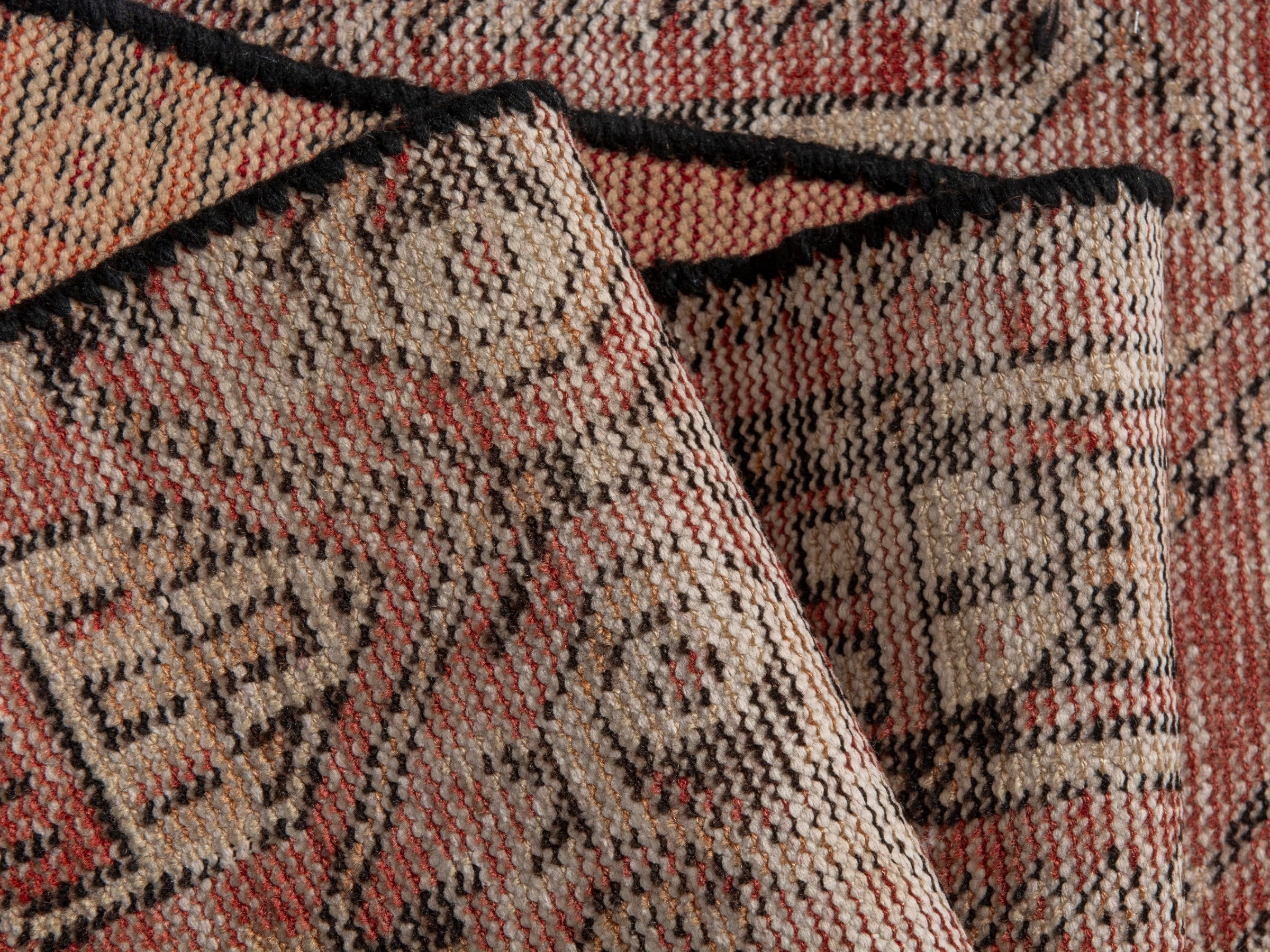 Persian Baluch accent rug in terracotta and muted pink, view 13 of 15