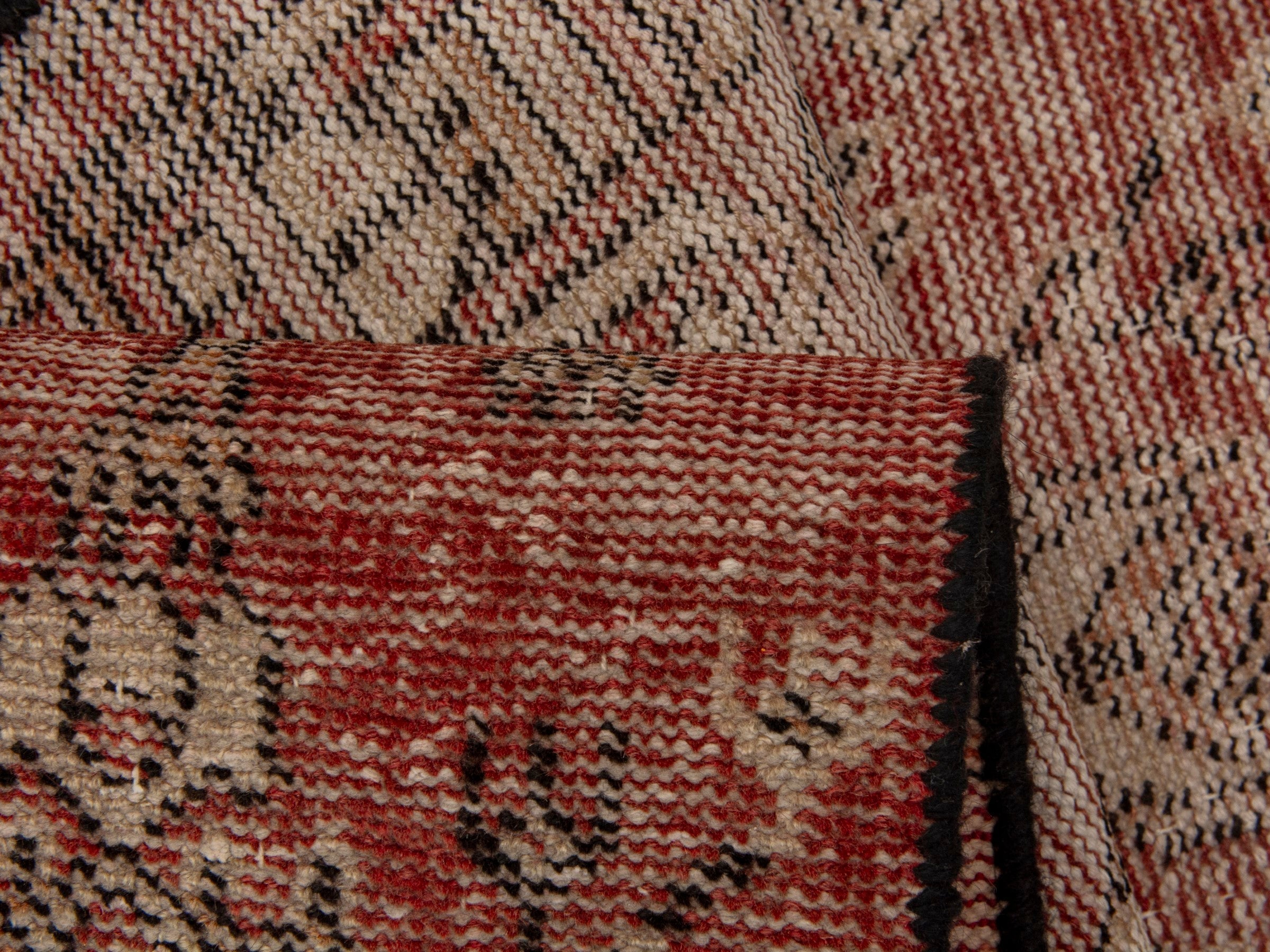 Persian Baluch accent rug in terracotta and muted pink, view 14 of 15