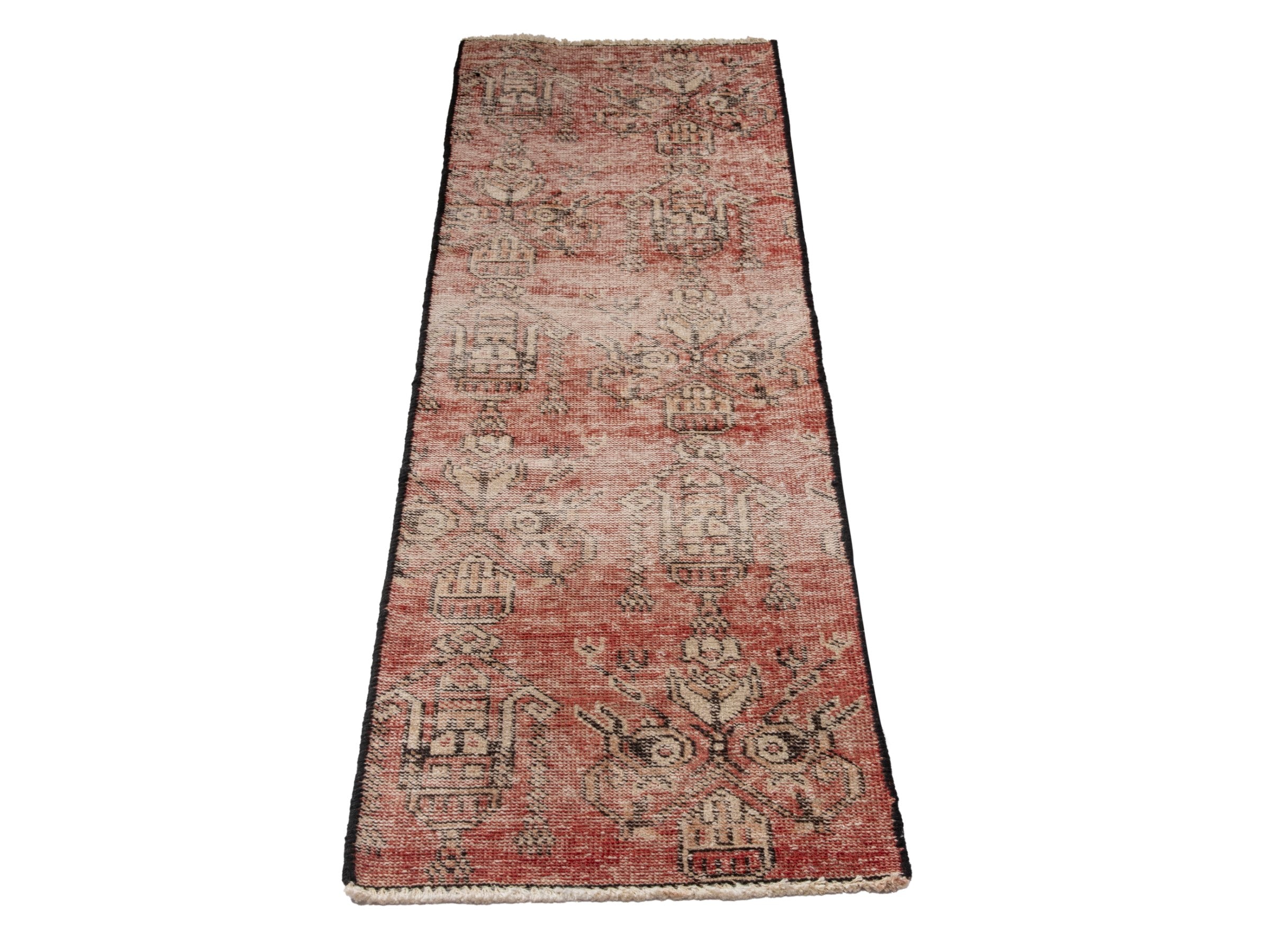 Persian Baluch accent rug in terracotta and muted pink, view 2 of 15