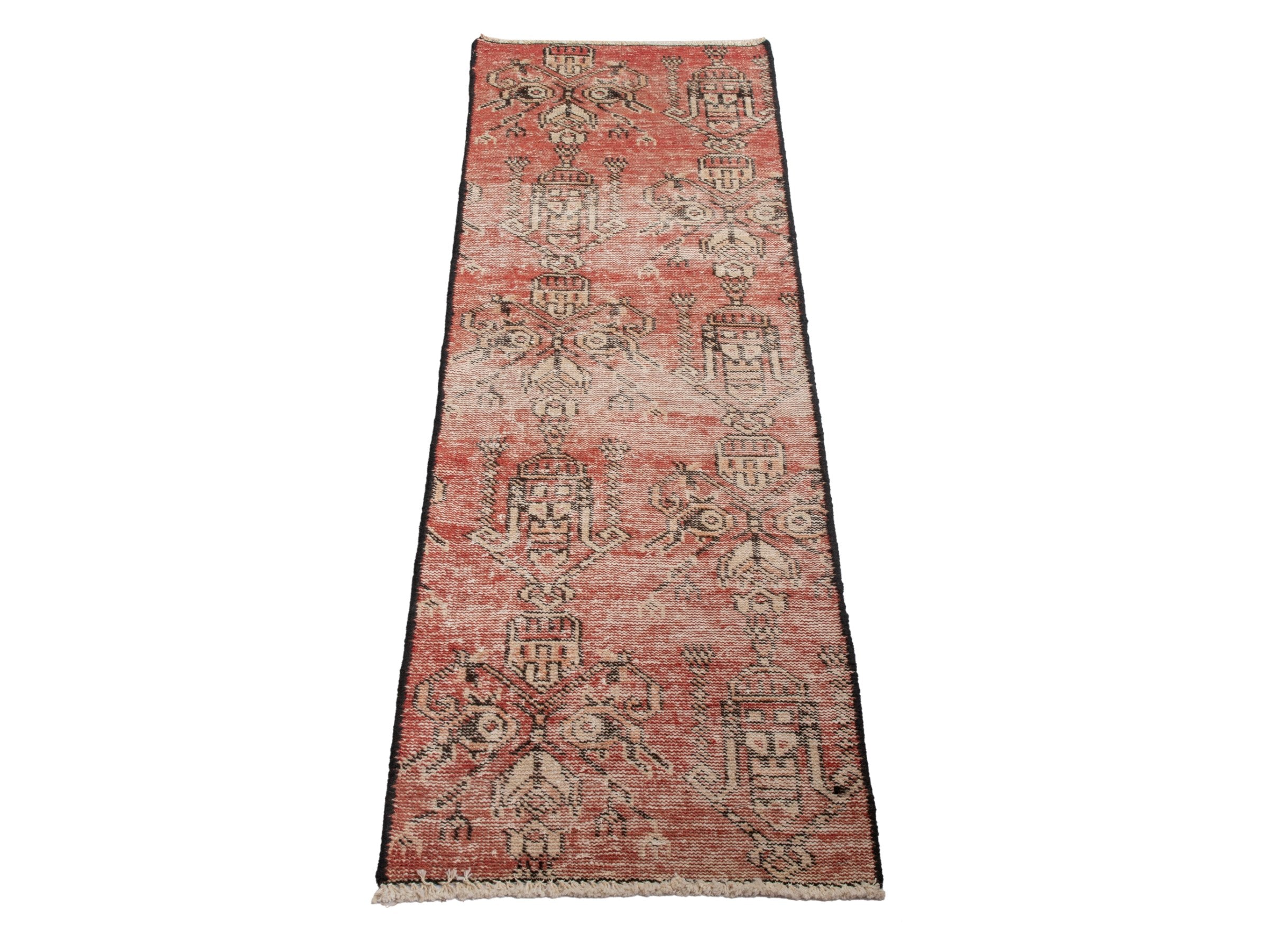 Persian Baluch accent rug in terracotta and muted pink, view 3 of 15