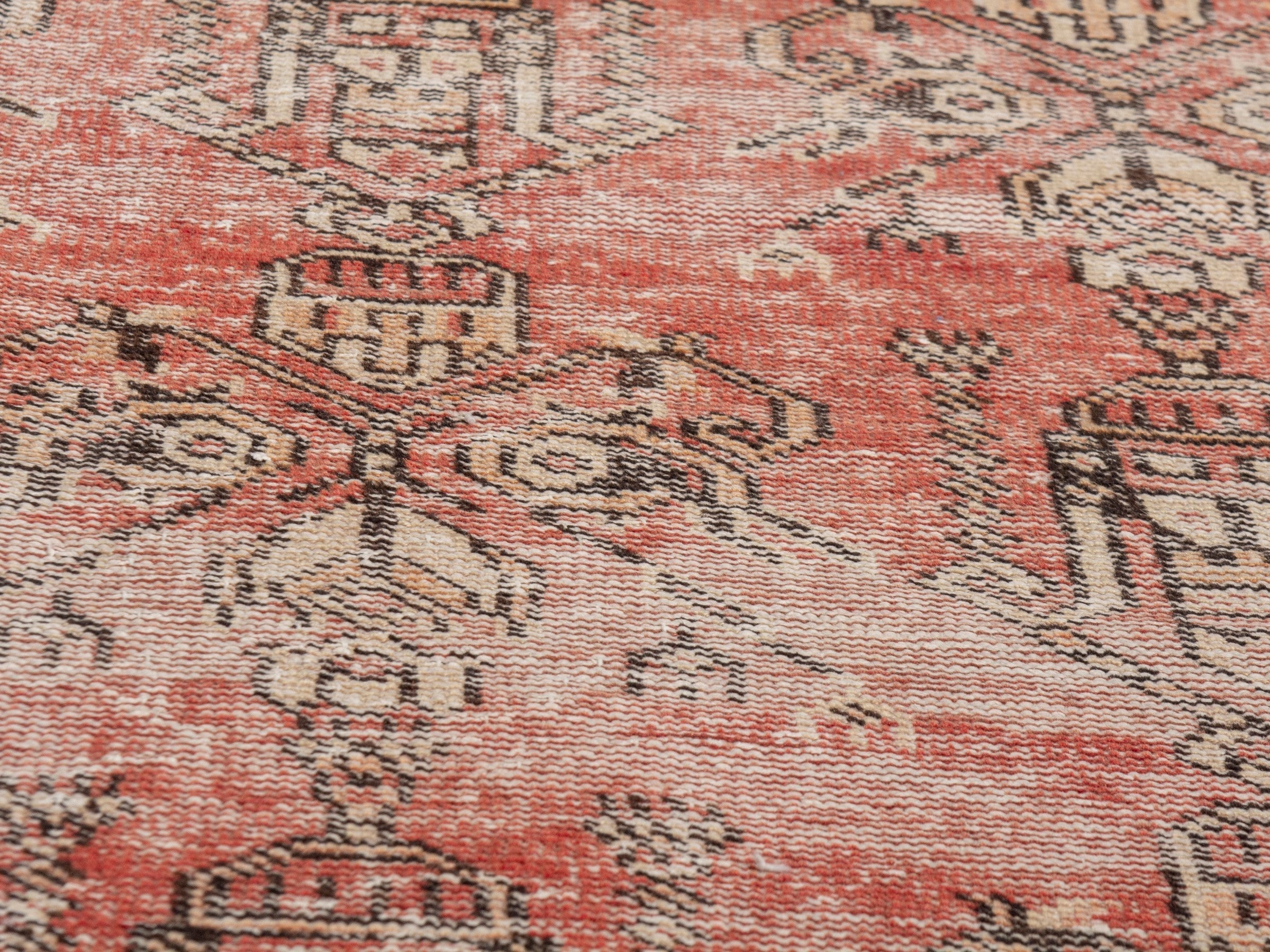 Persian Baluch accent rug in terracotta and muted pink, view 7 of 15