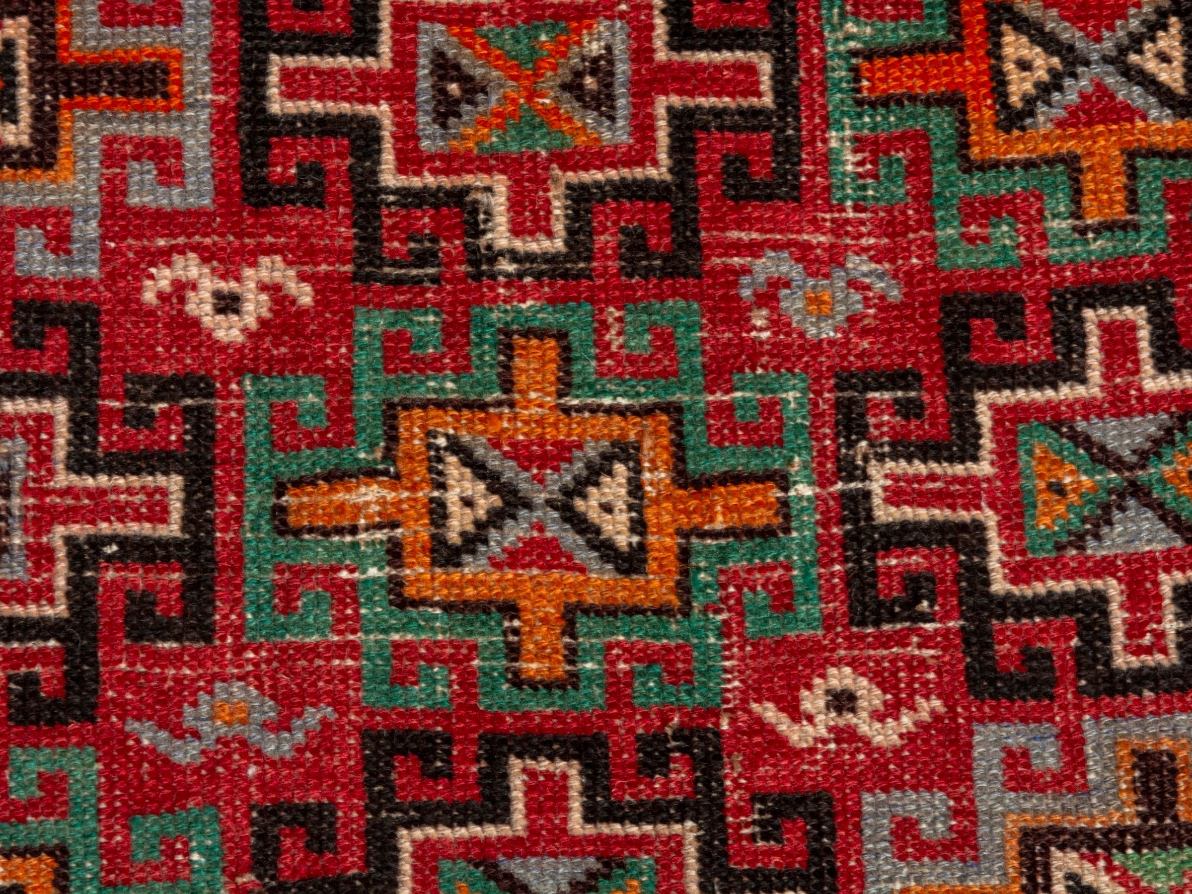 Persian Baluch accent rug in deep red and cream, view 11 of 18