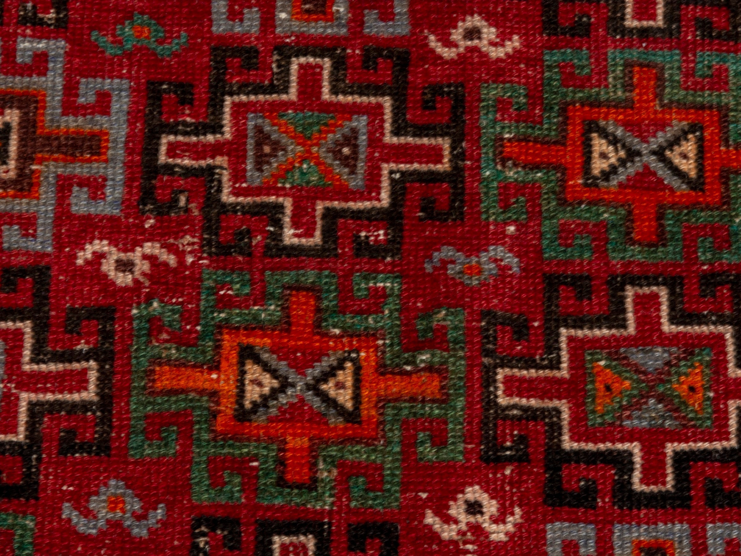 Persian Baluch accent rug in deep red and cream, view 12 of 18