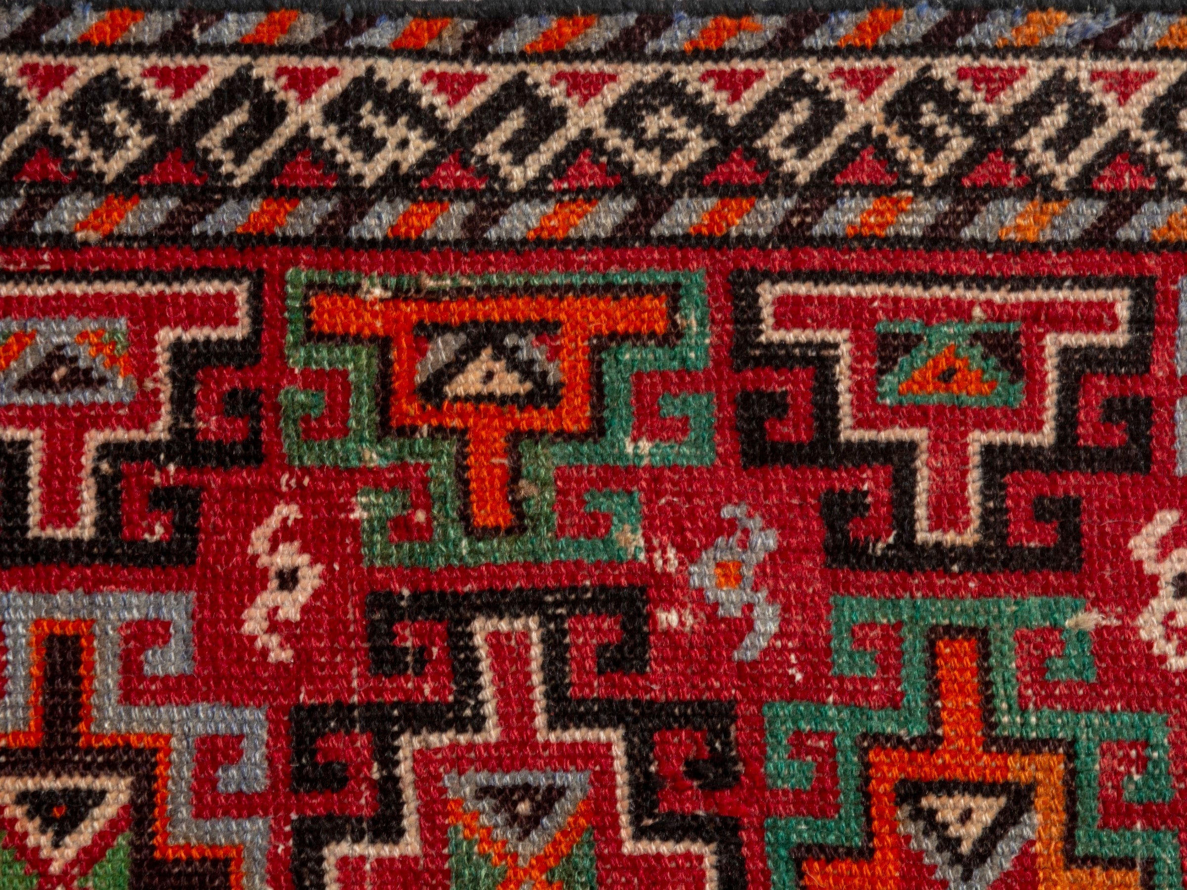 Persian Baluch accent rug in deep red and cream, view 14 of 18