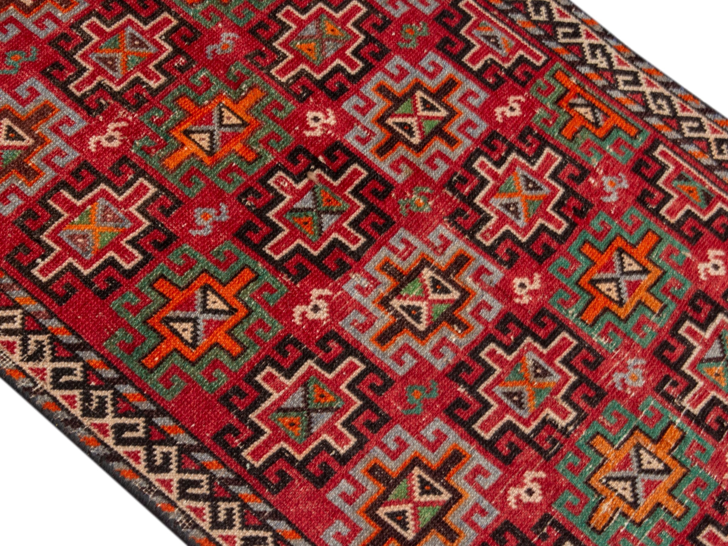 Persian Baluch accent rug in deep red and cream, view 4 of 18
