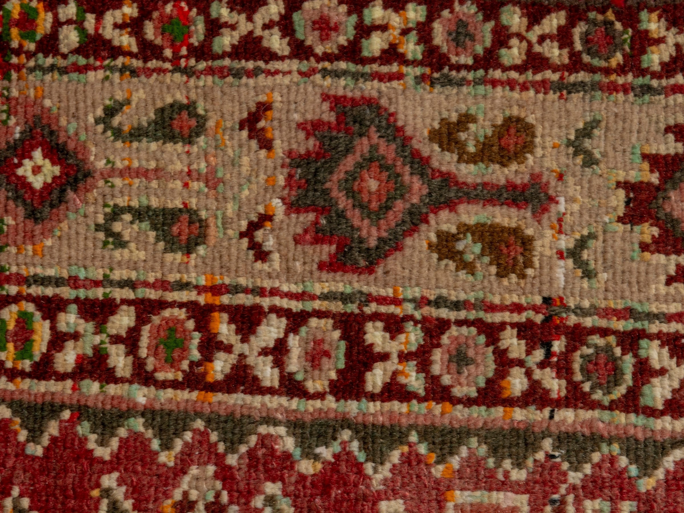Persian Hamedan accent rug in deep red and cream, view 12 of 18