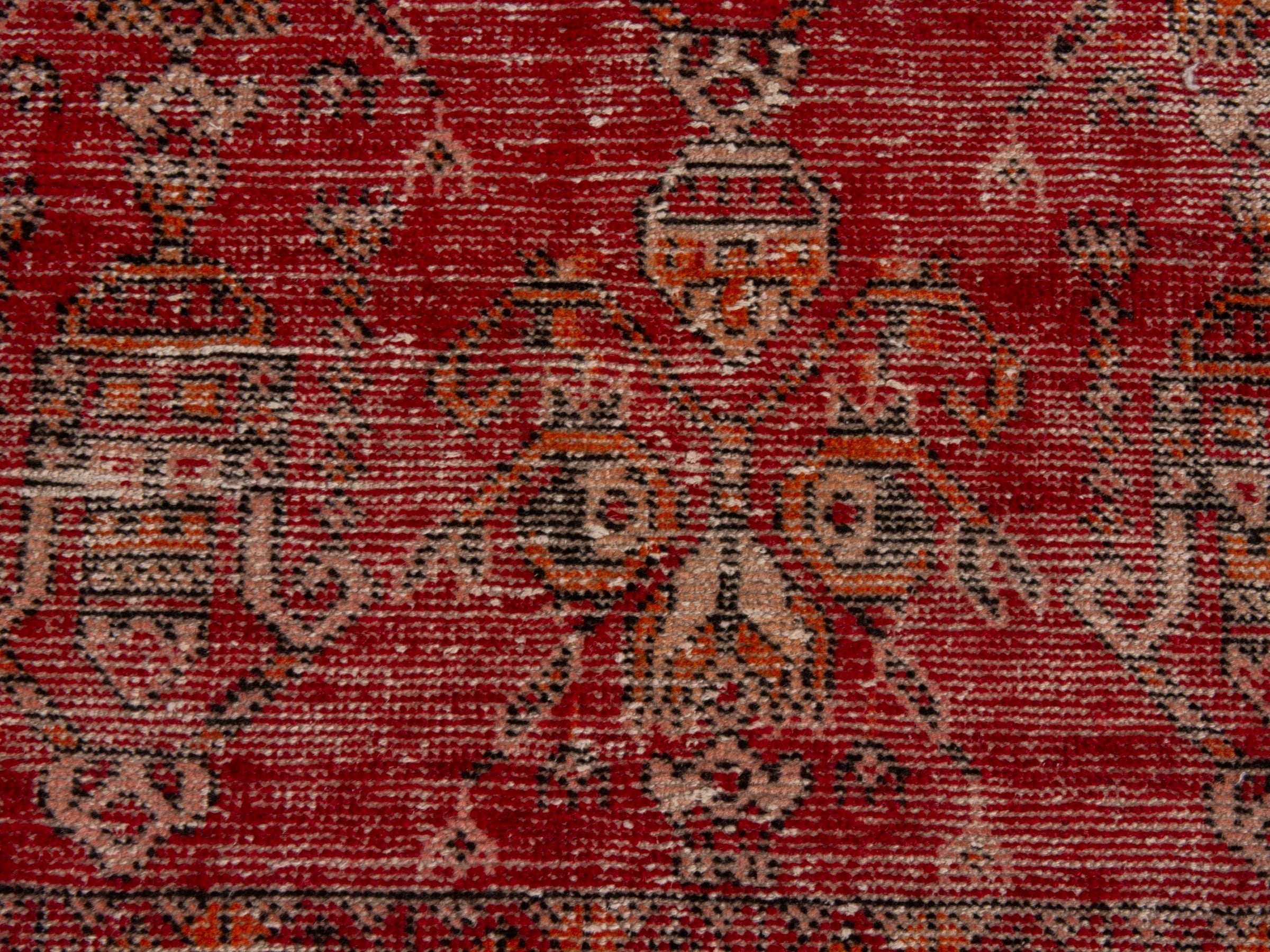 Persian Ferdos accent rug in deep red and muted yellow, view 8 of 18