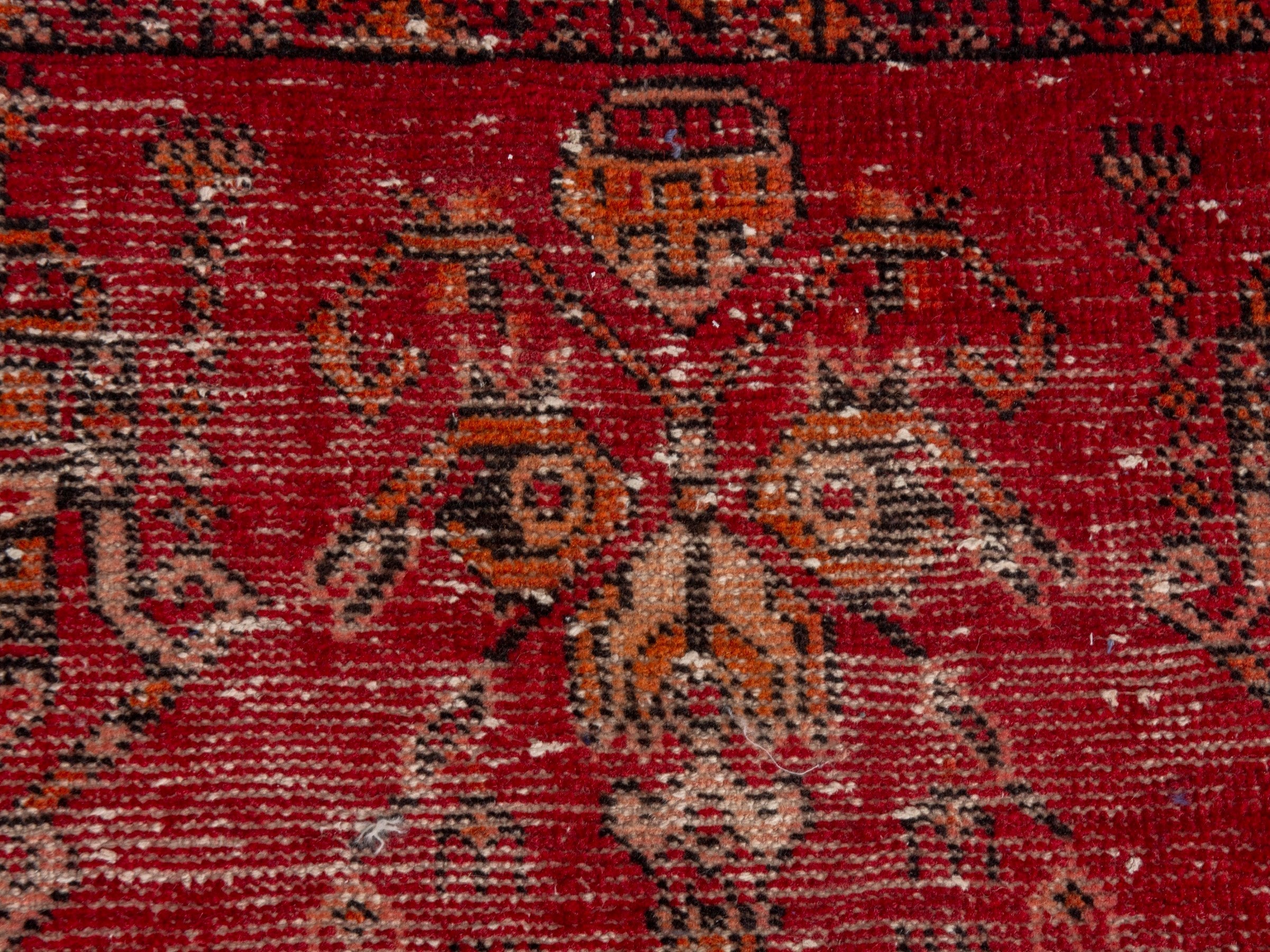 Persian Ferdos accent rug in deep red and muted yellow, view 12 of 18