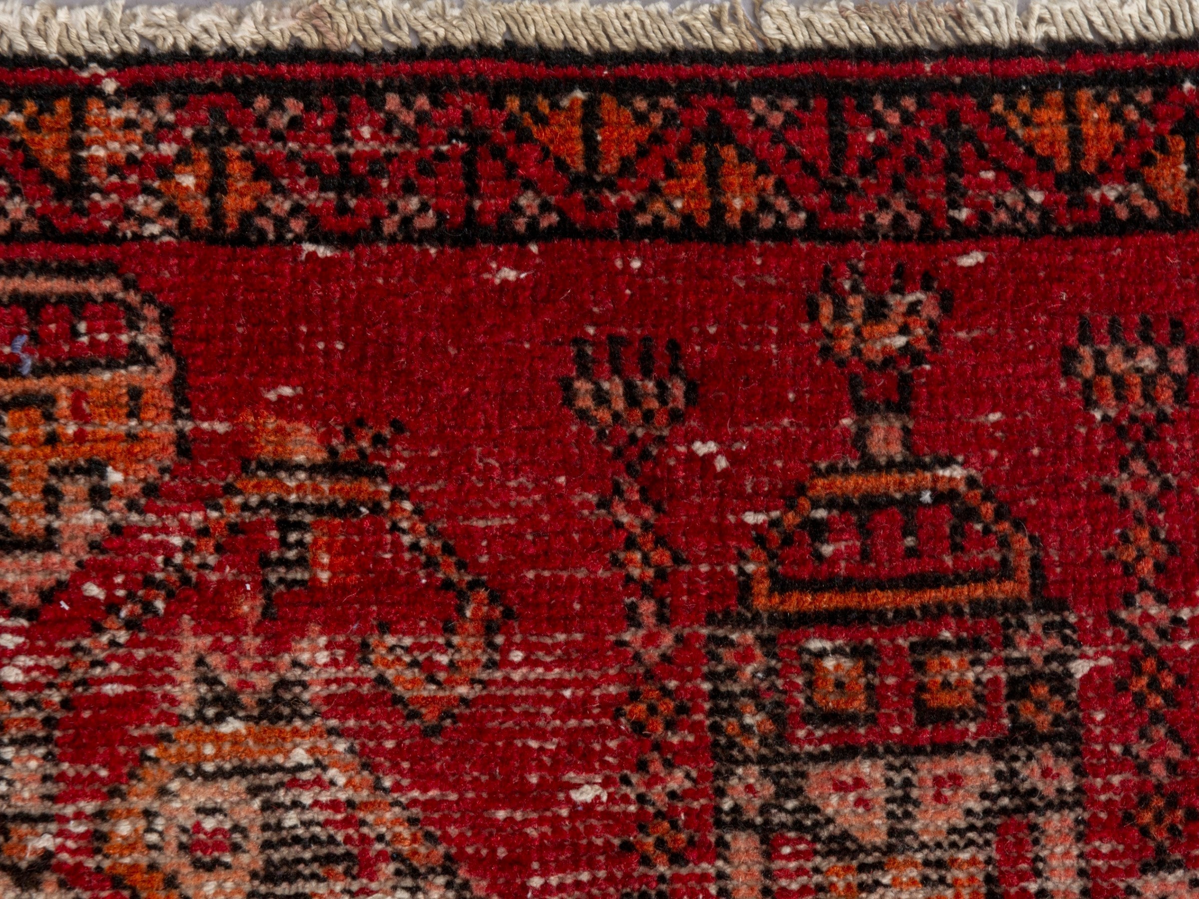 Persian Ferdos accent rug in deep red and muted yellow, view 13 of 18