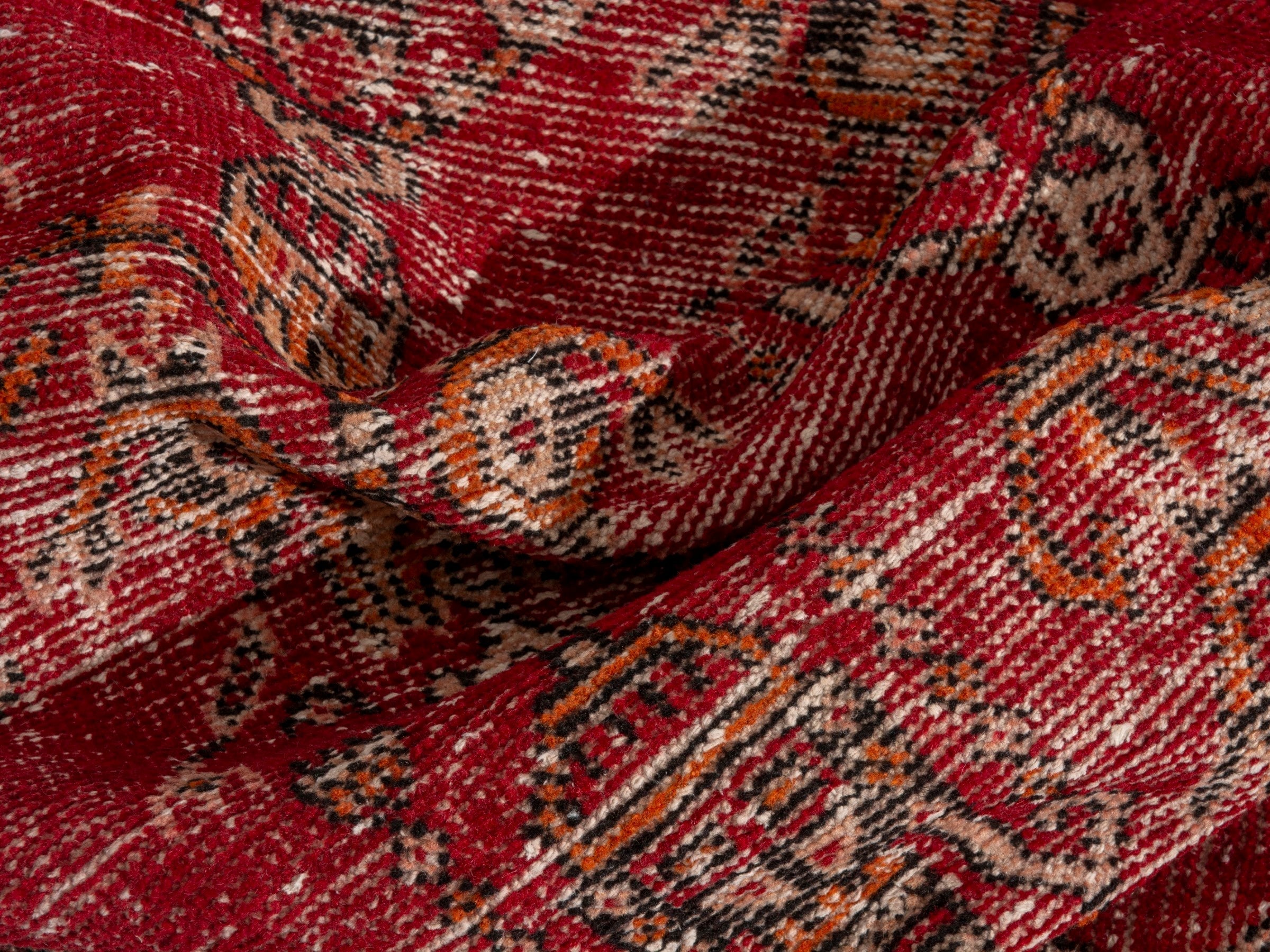 Persian Ferdos accent rug in deep red and muted yellow, view 14 of 18