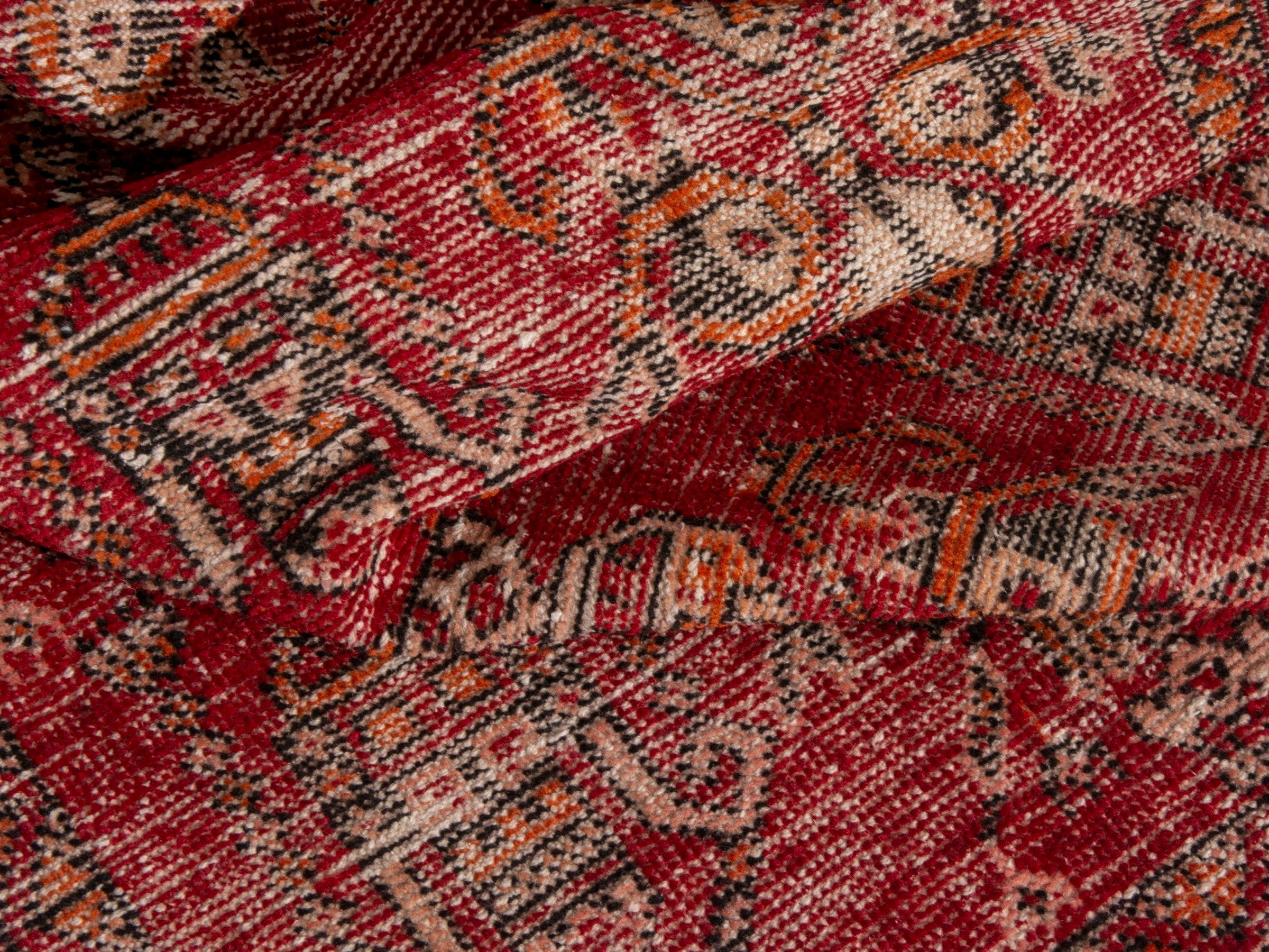 Persian Ferdos accent rug in deep red and muted yellow, view 15 of 18