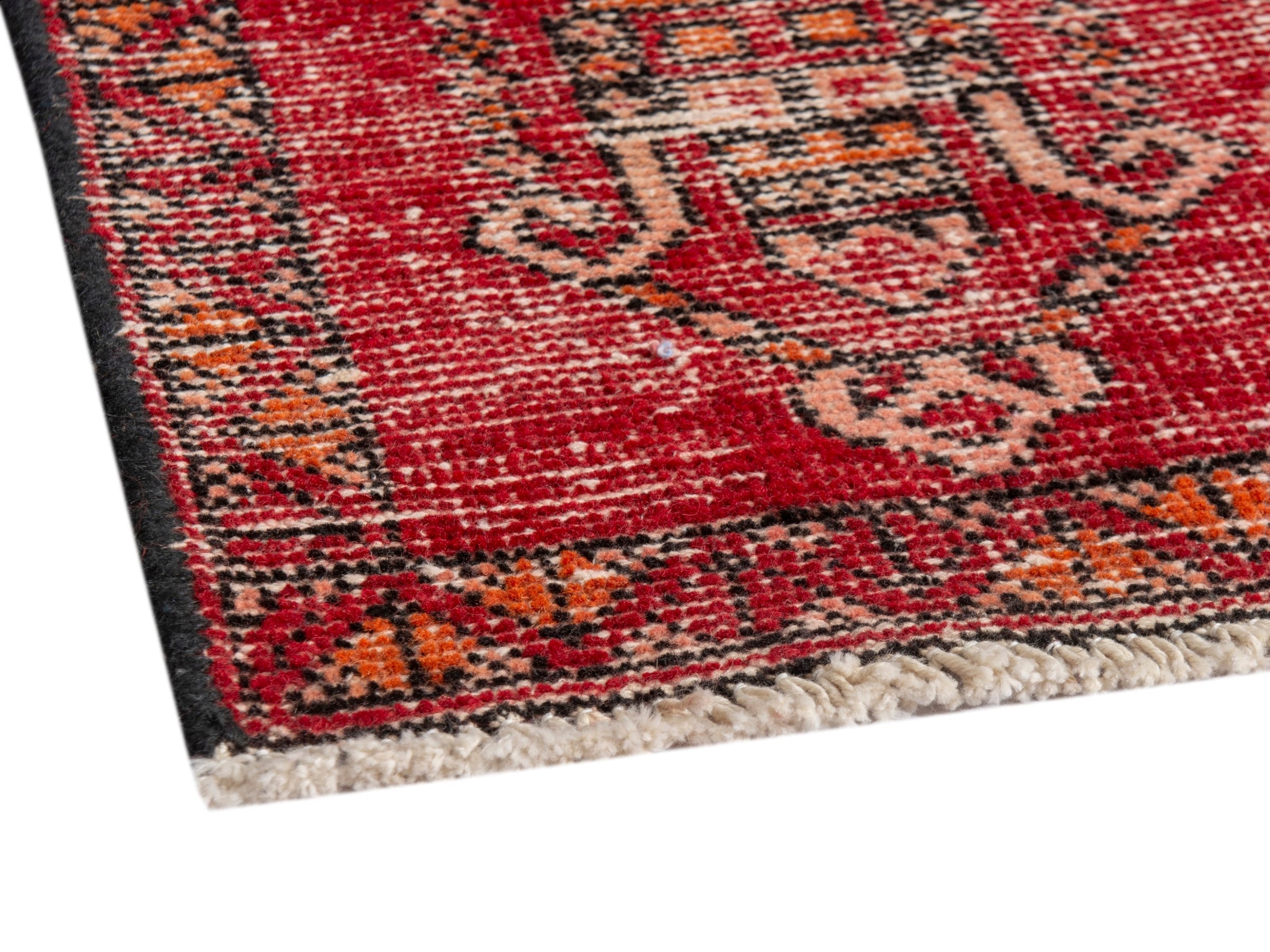 Persian Ferdos accent rug in deep red and muted yellow, view 5 of 18