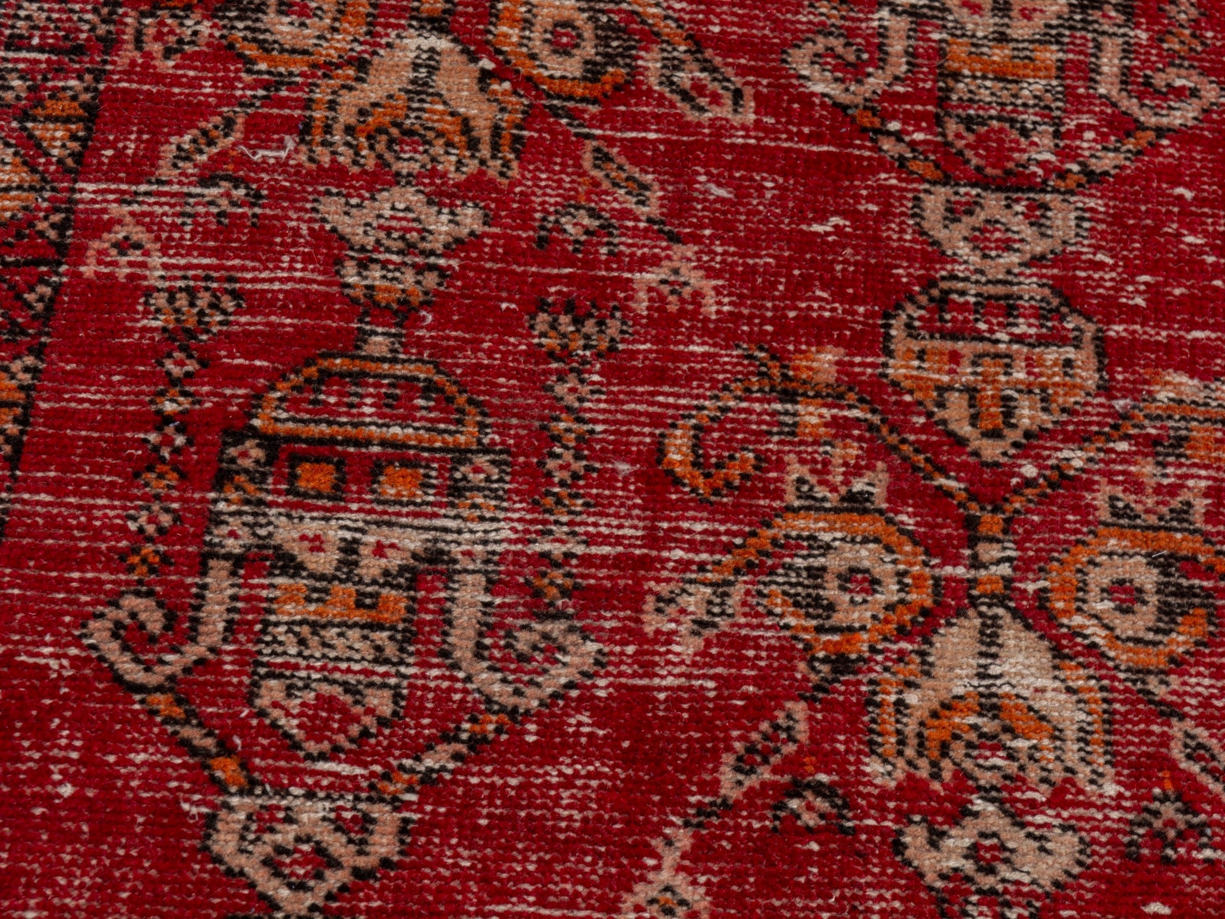Persian Ferdos accent rug in deep red and muted yellow, view 9 of 18