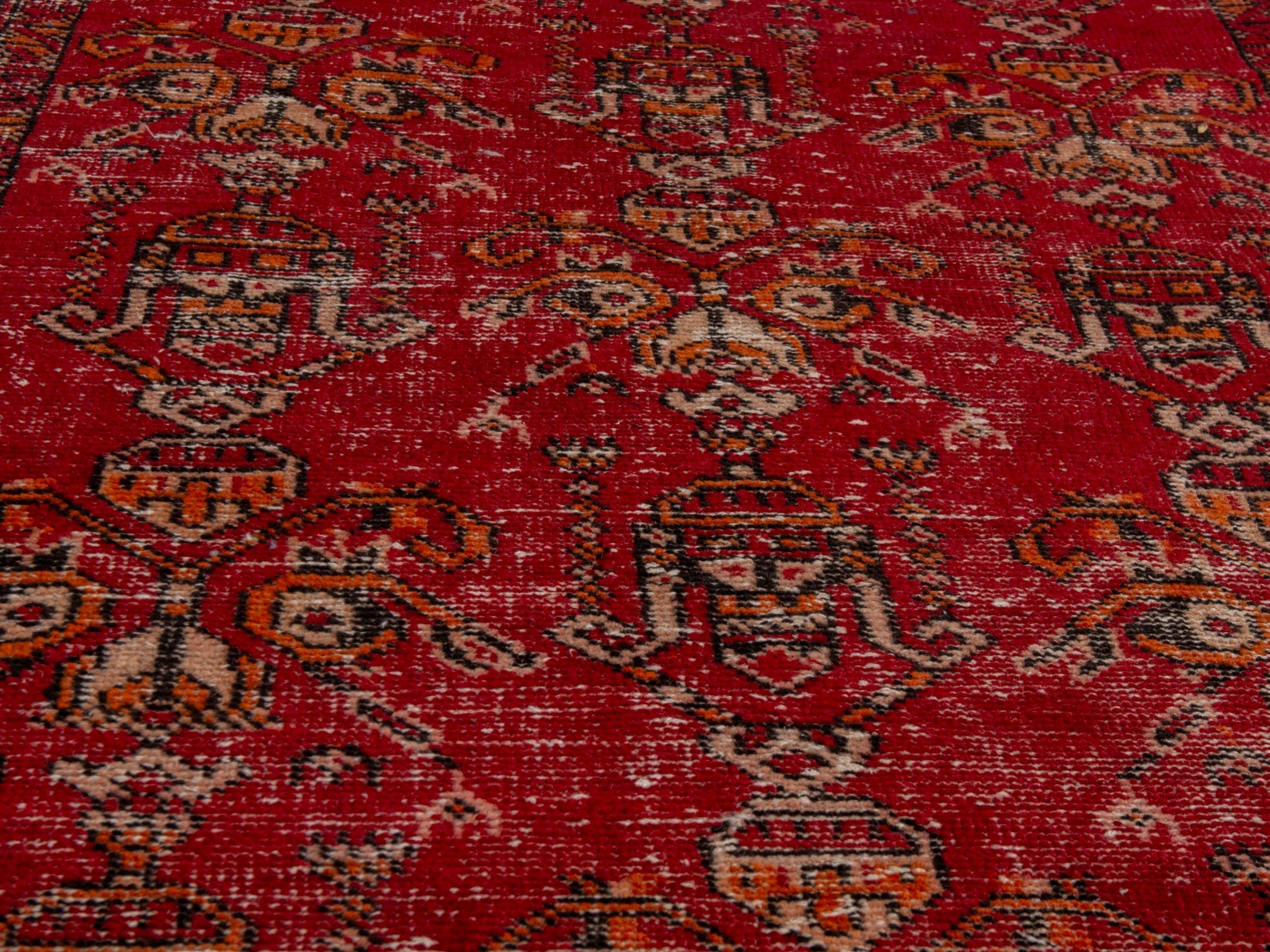 Persian Ferdos accent rug in deep red and muted yellow, view 7 of 18