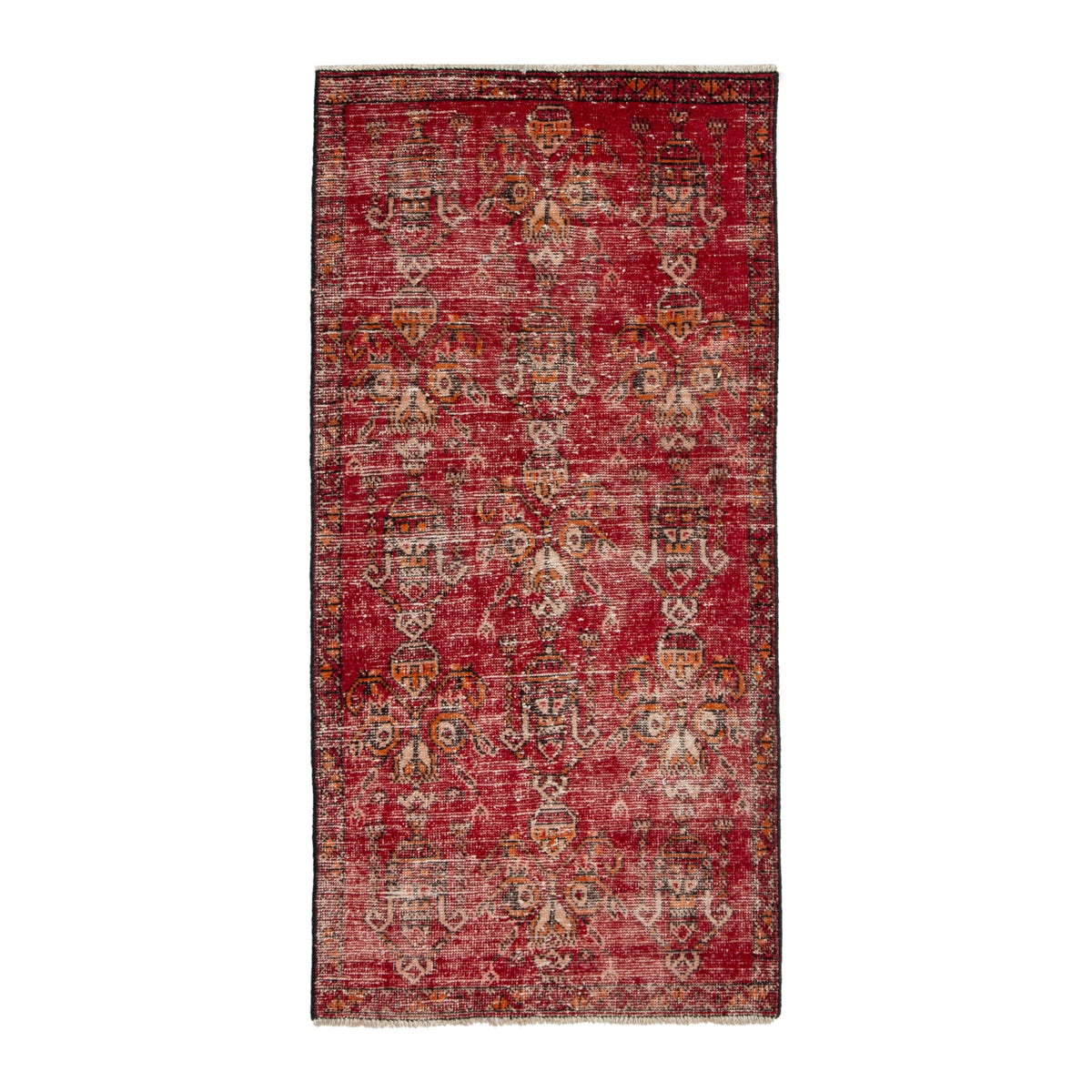 Persian Ferdos accent rug in deep red and muted yellow, 2'9" x 5'7"