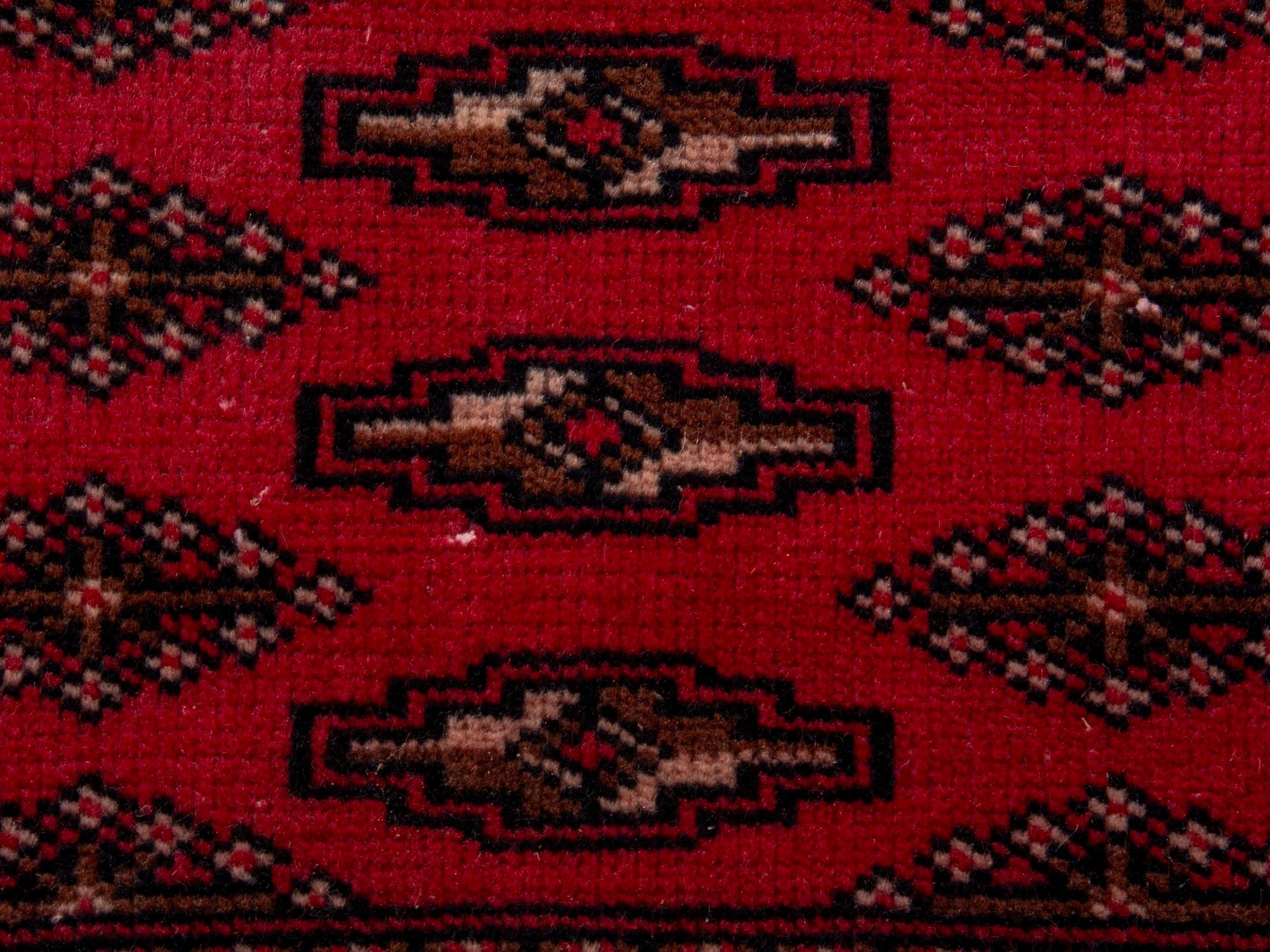 Persian Torkaman accent rug in deep red and burgundy, view 11 of 17