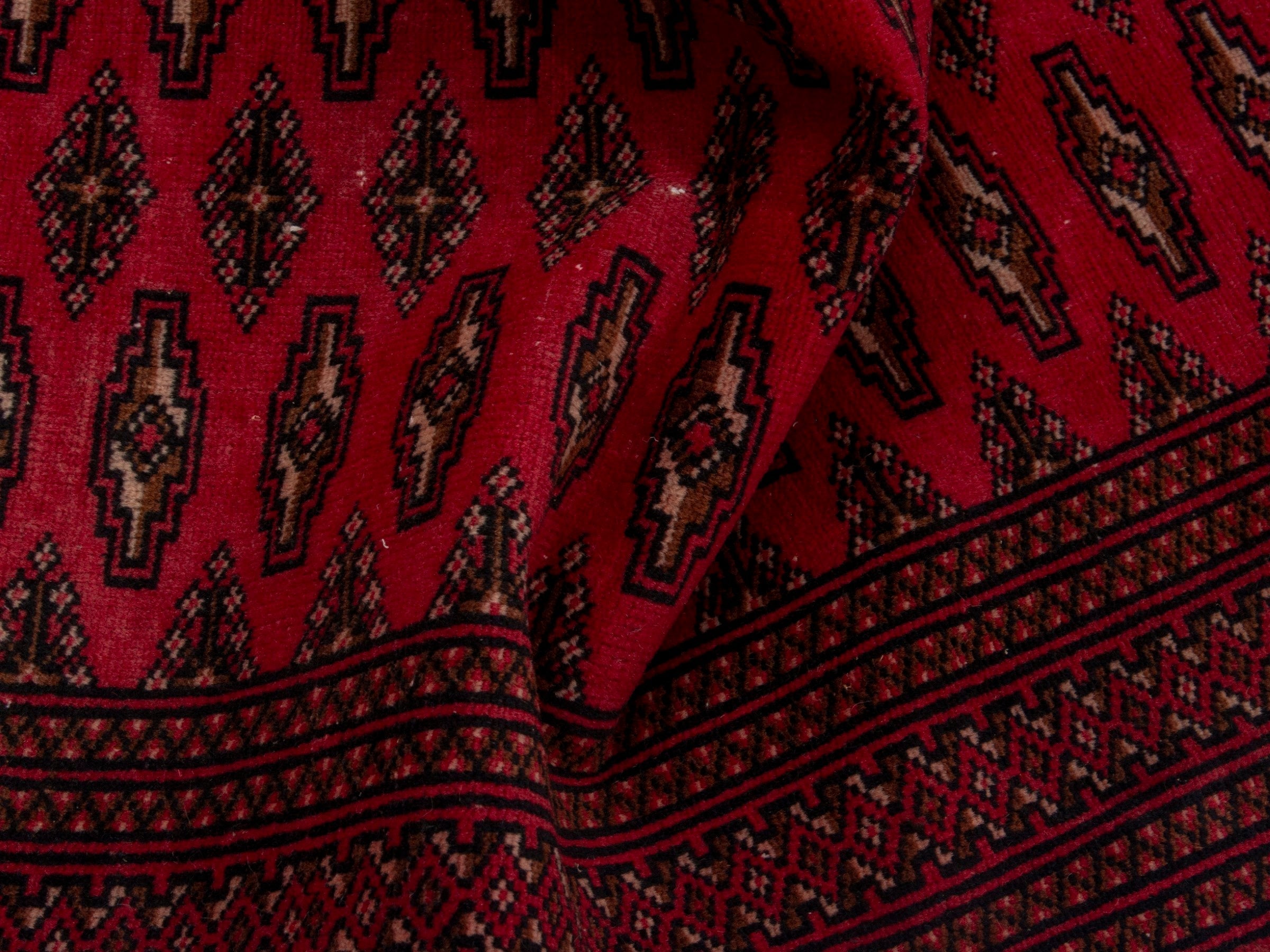 Persian Torkaman accent rug in deep red and burgundy, view 14 of 17