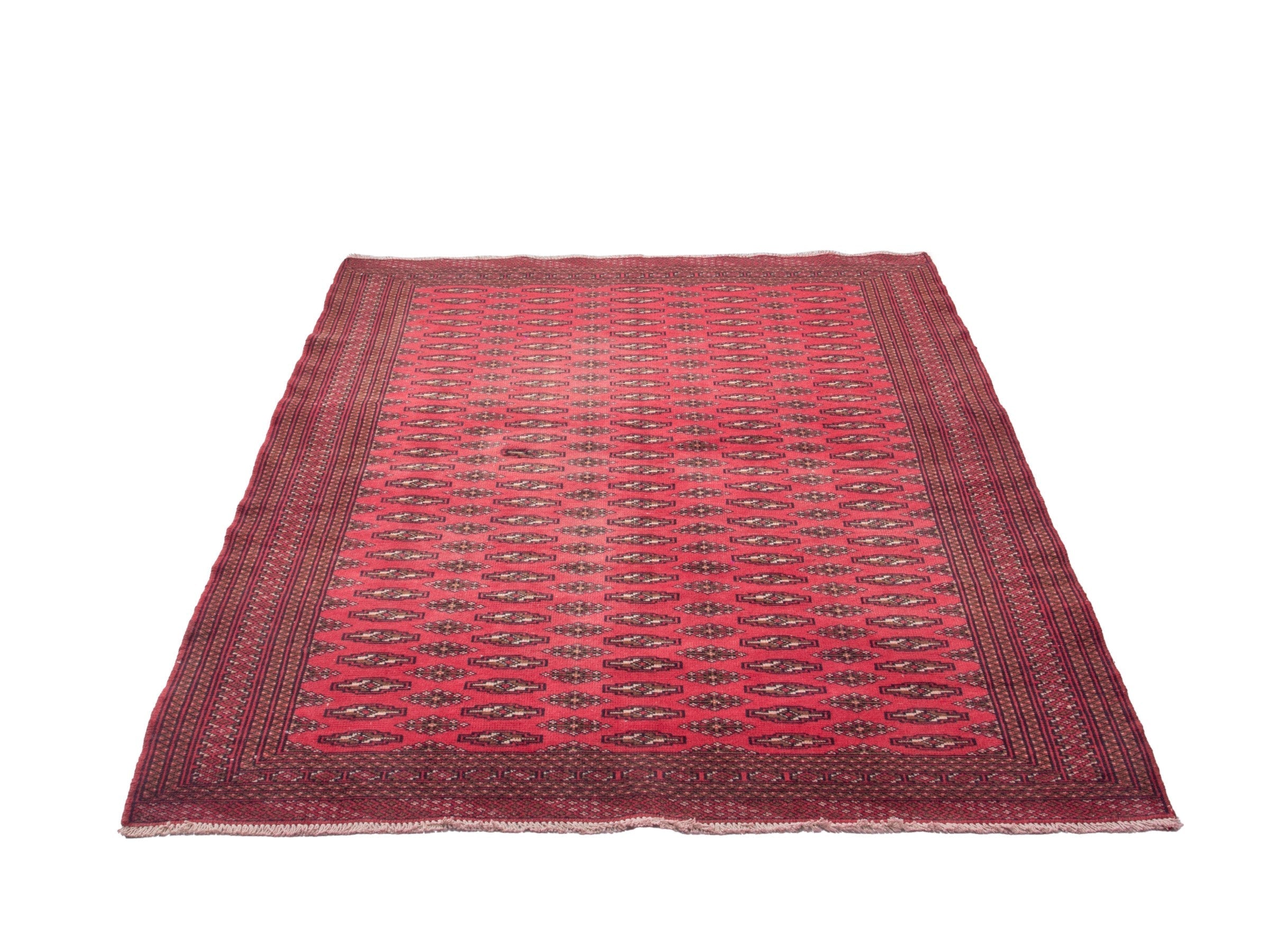 Persian Torkaman accent rug in deep red and burgundy, view 2 of 17